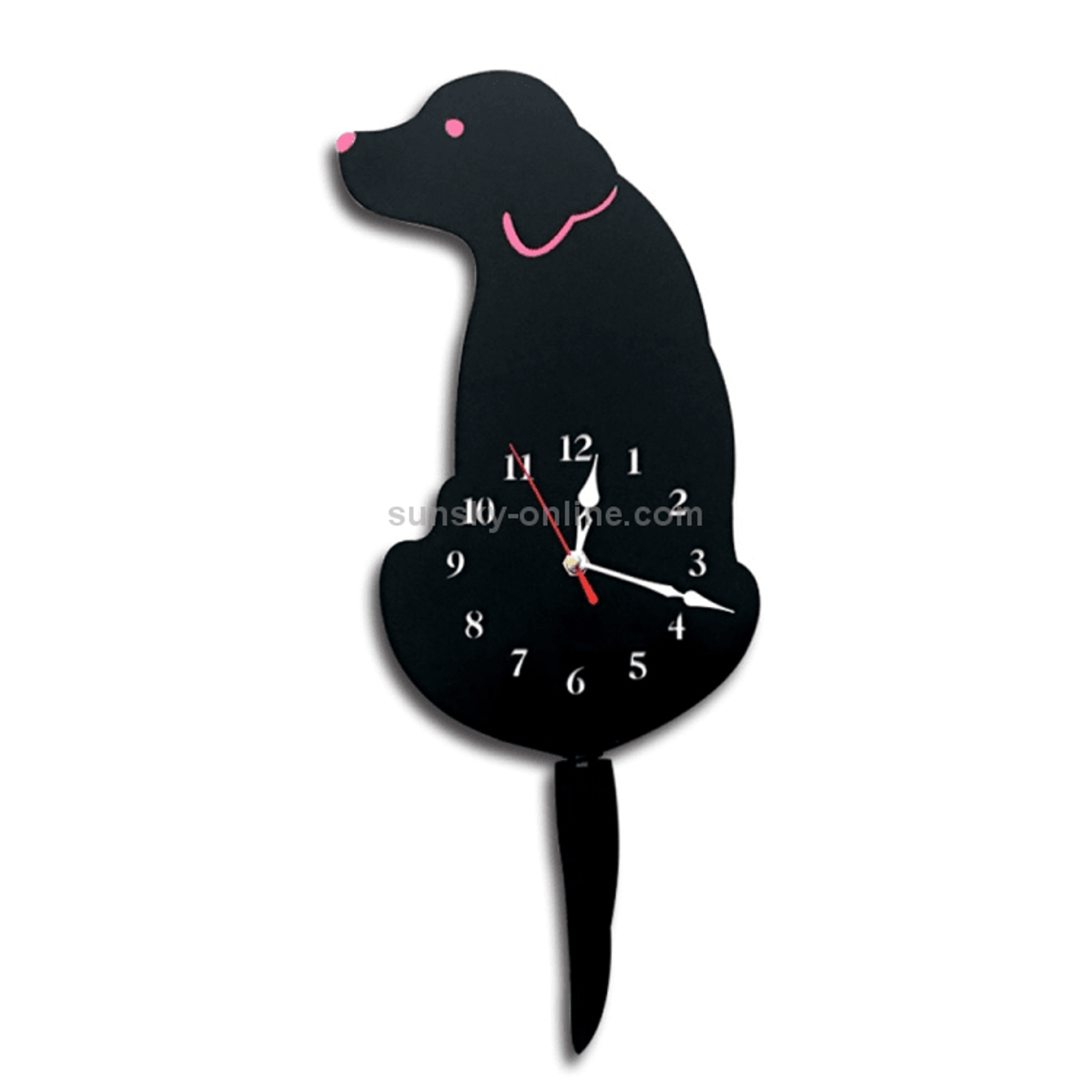 Dog Shaped Swinging Tail Wall Clock Battery Operated Decorative Home  Office Timepiece 4