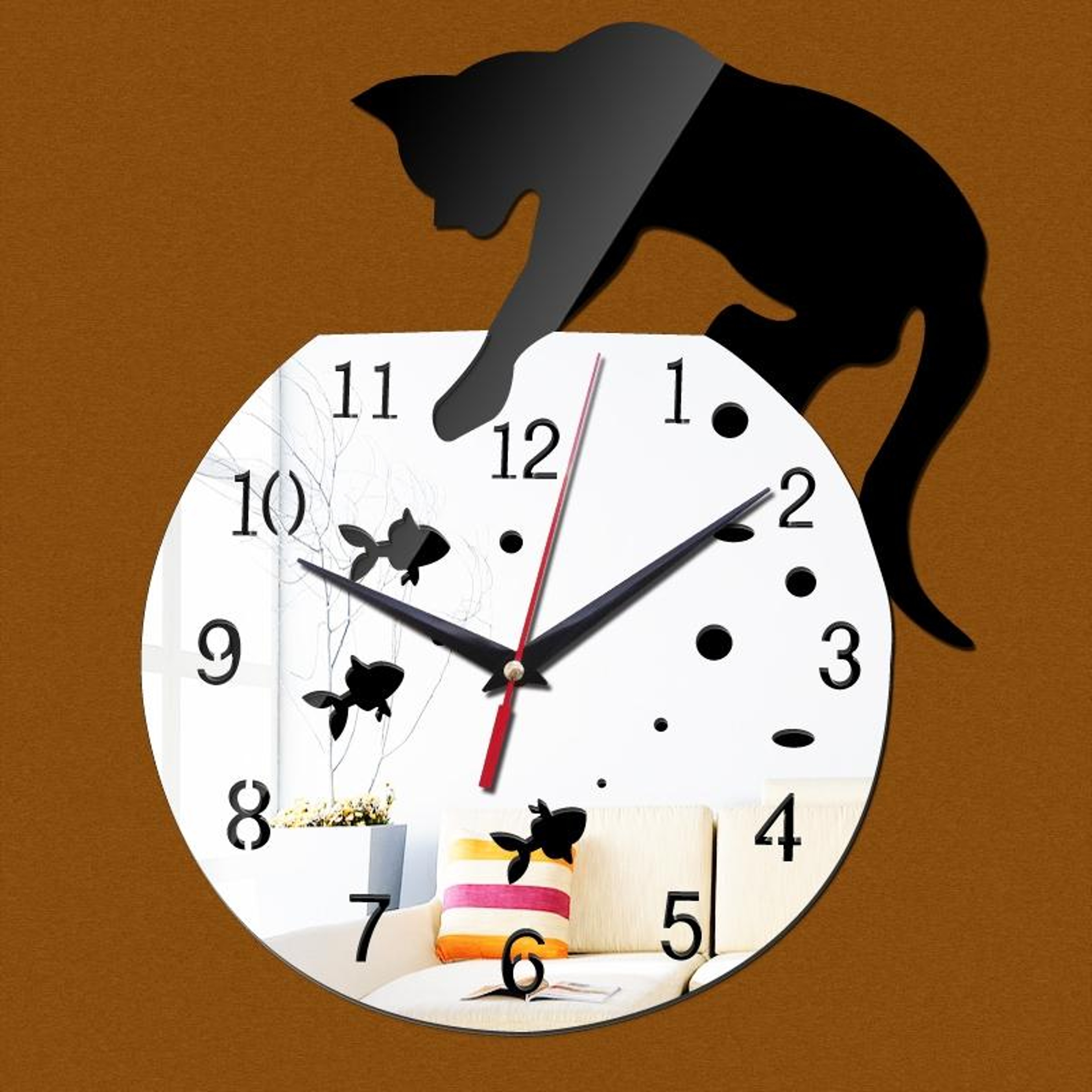 3D Acrylic Cat Mirror Wall Clock DIY Decorative Wall Clock for Modern Home Decor – view 2