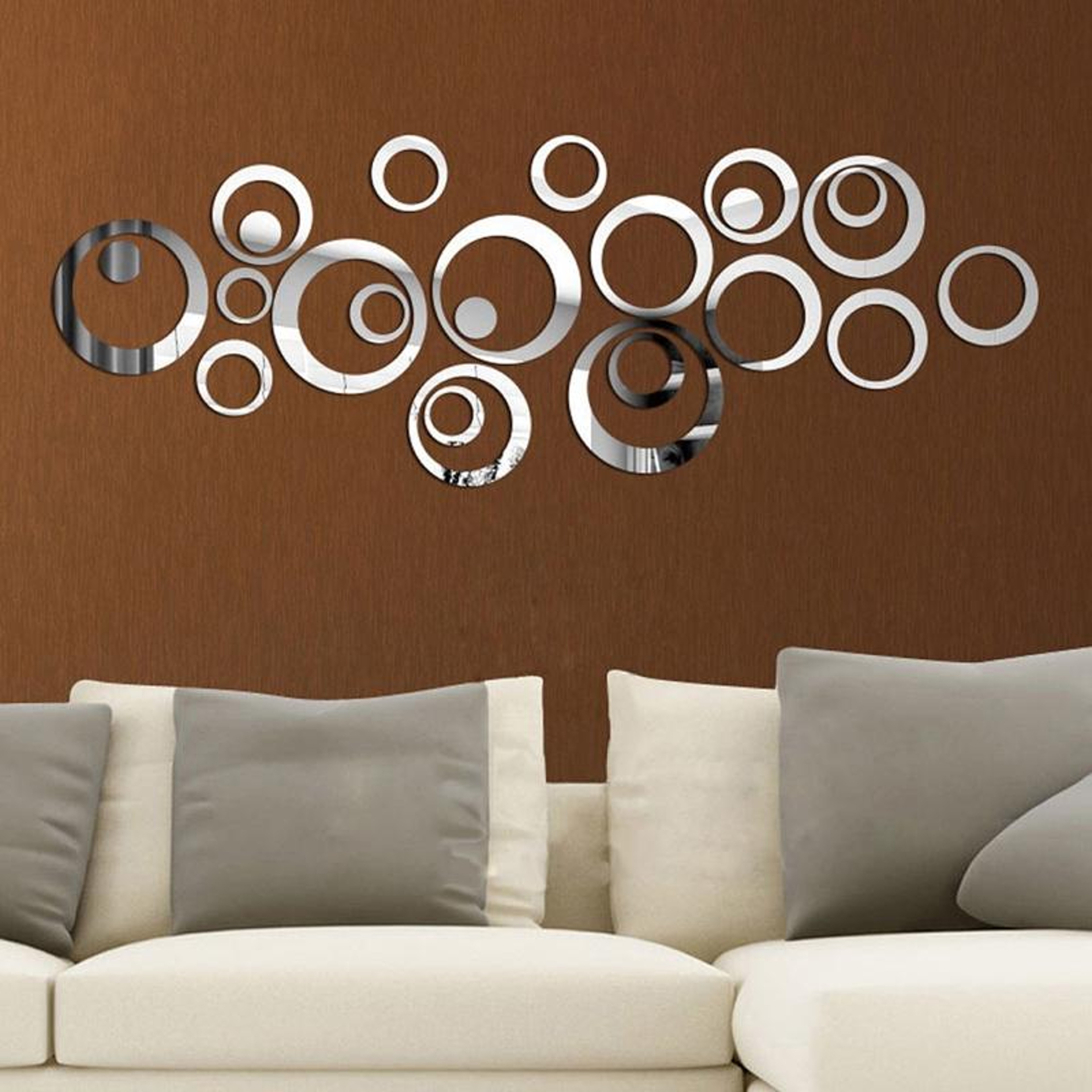 3D Mirror Wall Stickers Set  DIY Acrylic Circle Wall Decor for TV Background & Modern Home Styling – view 3