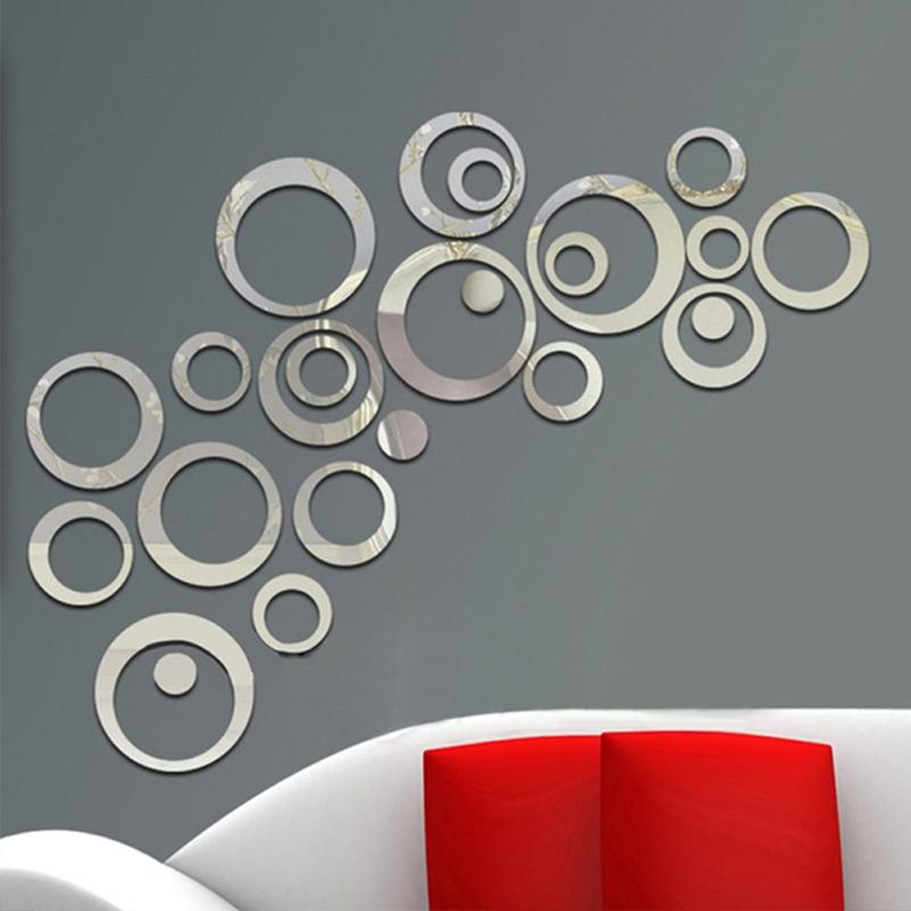 3D Mirror Wall Stickers Set  DIY Acrylic Circle Wall Decor for TV Background & Modern Home Styling – view 5
