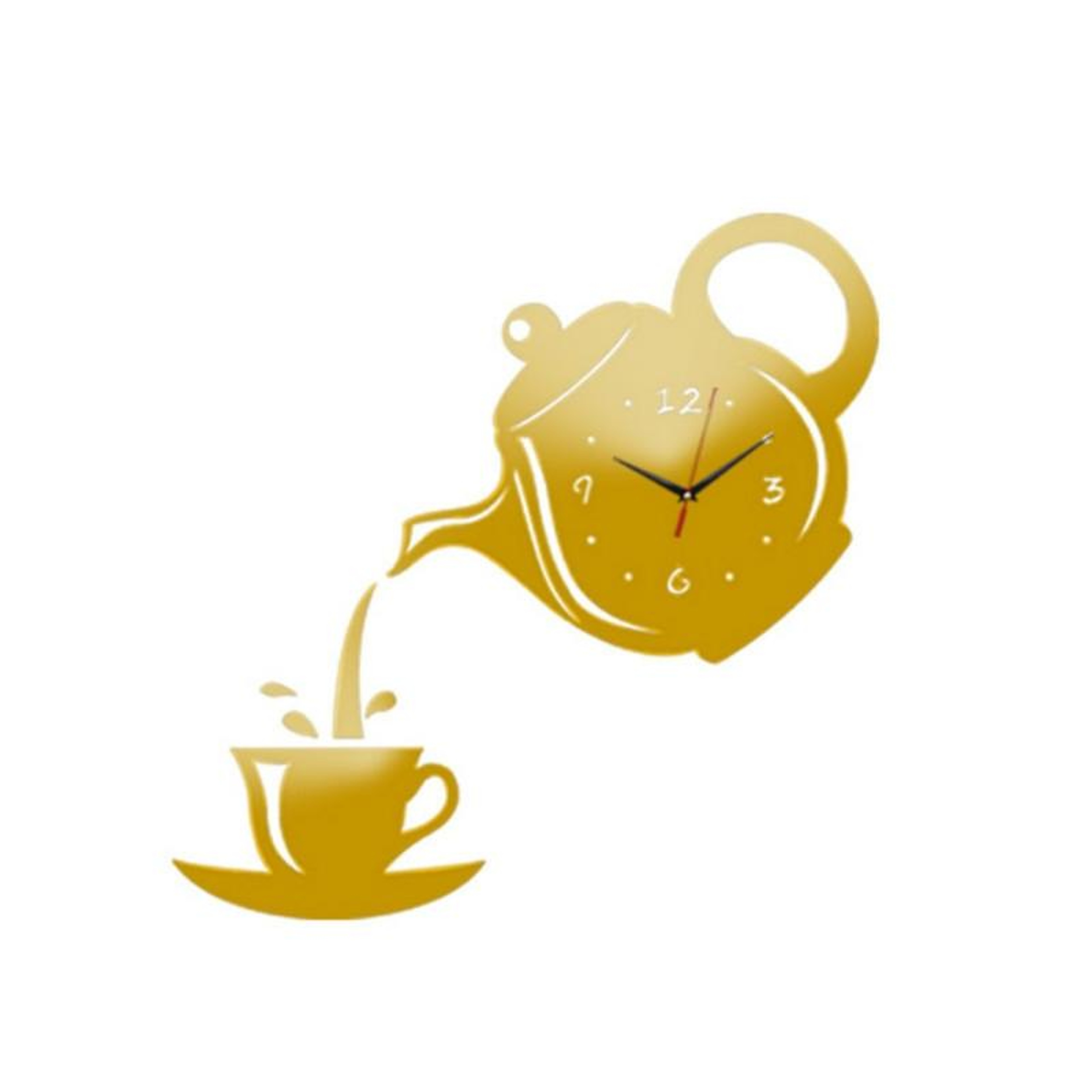 Coffee Cup Teapot 3D Wall Clock, Acrylic Kitchen Wall Clock Decor, Silent DIY Wall Clock – view 7