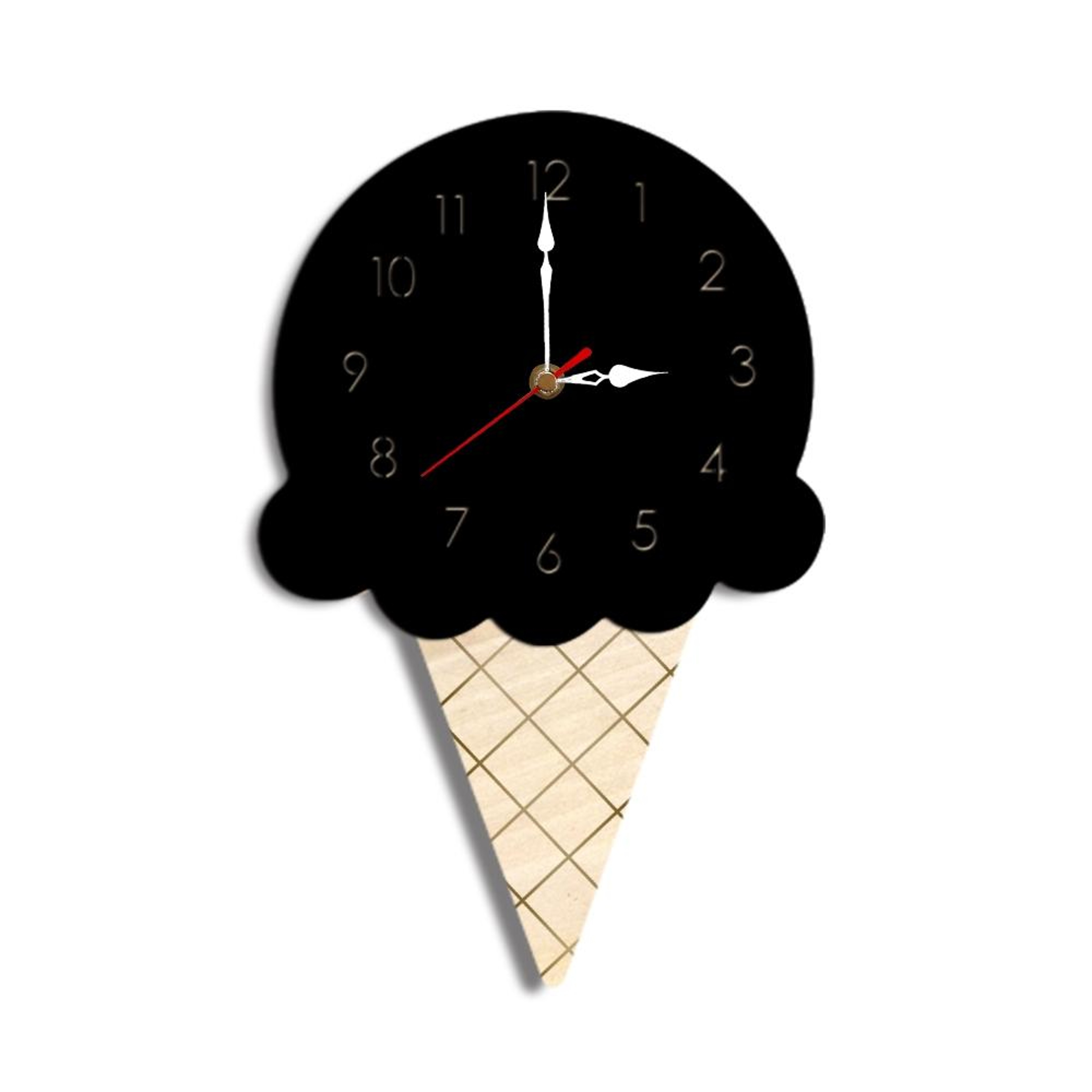 Ice Cream Style Decorative Wall Clock Acrylic Wooden Kitchen Novelty Timepiece – view 1