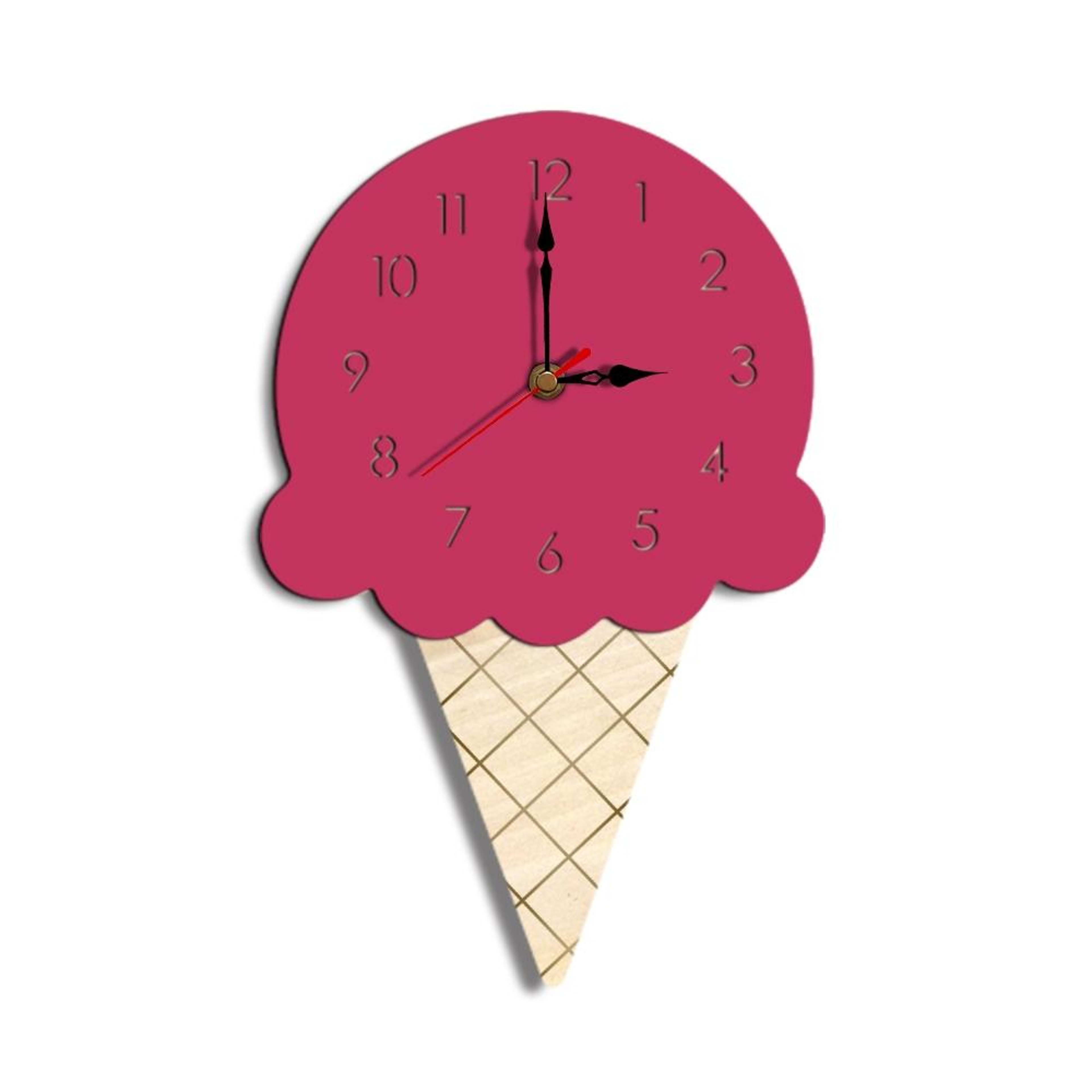 Ice Cream Style Decorative Wall Clock Acrylic Wooden Kitchen Novelty Timepiece – view 7