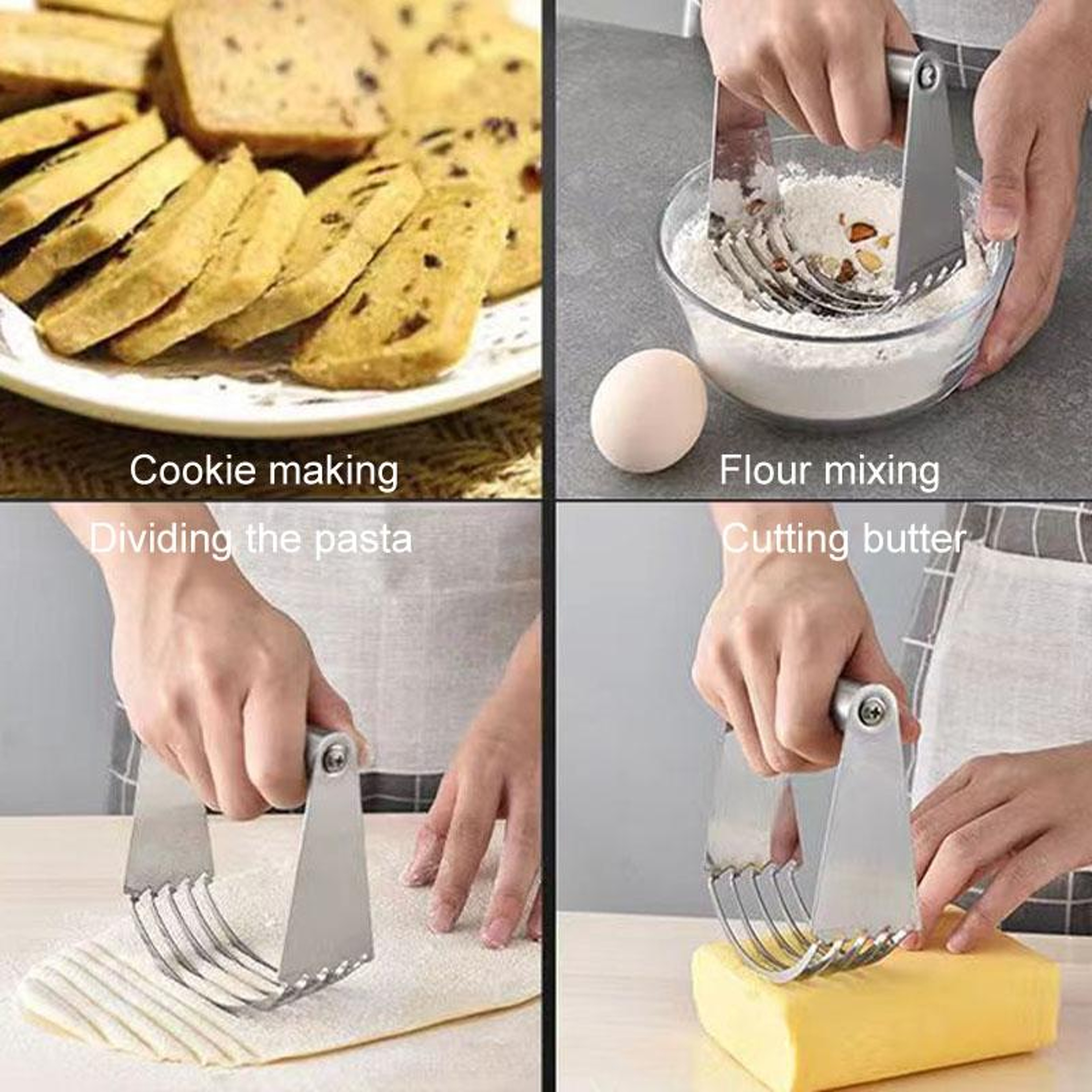 5-Blade Stainless Steel Dough Cutter & Pastry Blender for Baking, Dough Mixing and Butter Cutting – view 10