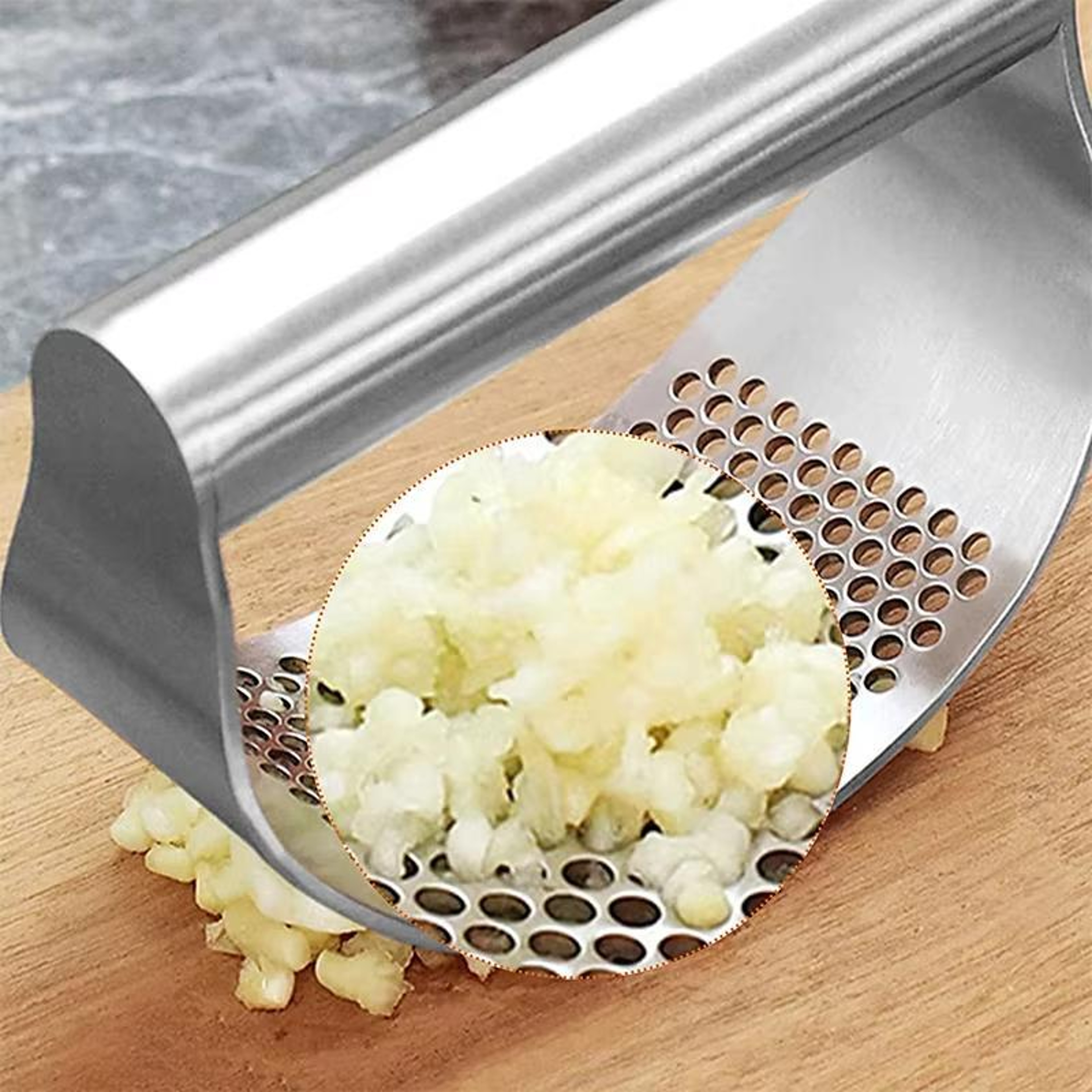 Stainless Steel Garlic Press Rocker Set Ergonomic Garlic Press & Garlic Crusher – view 5