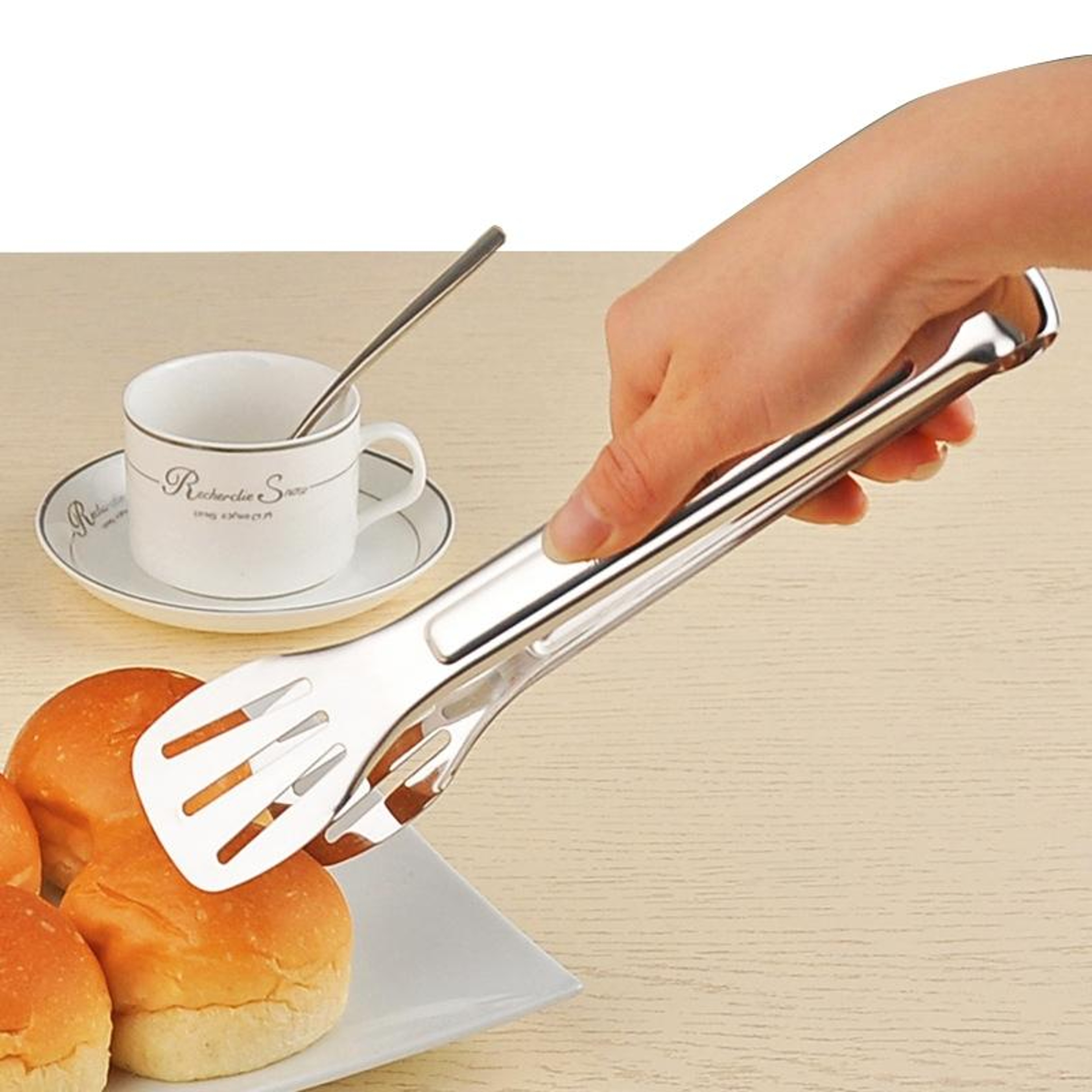 2-in-1 Stainless Steel BBQ Tongs Spatula for Grilling, Steak Turning & Serving – view 6