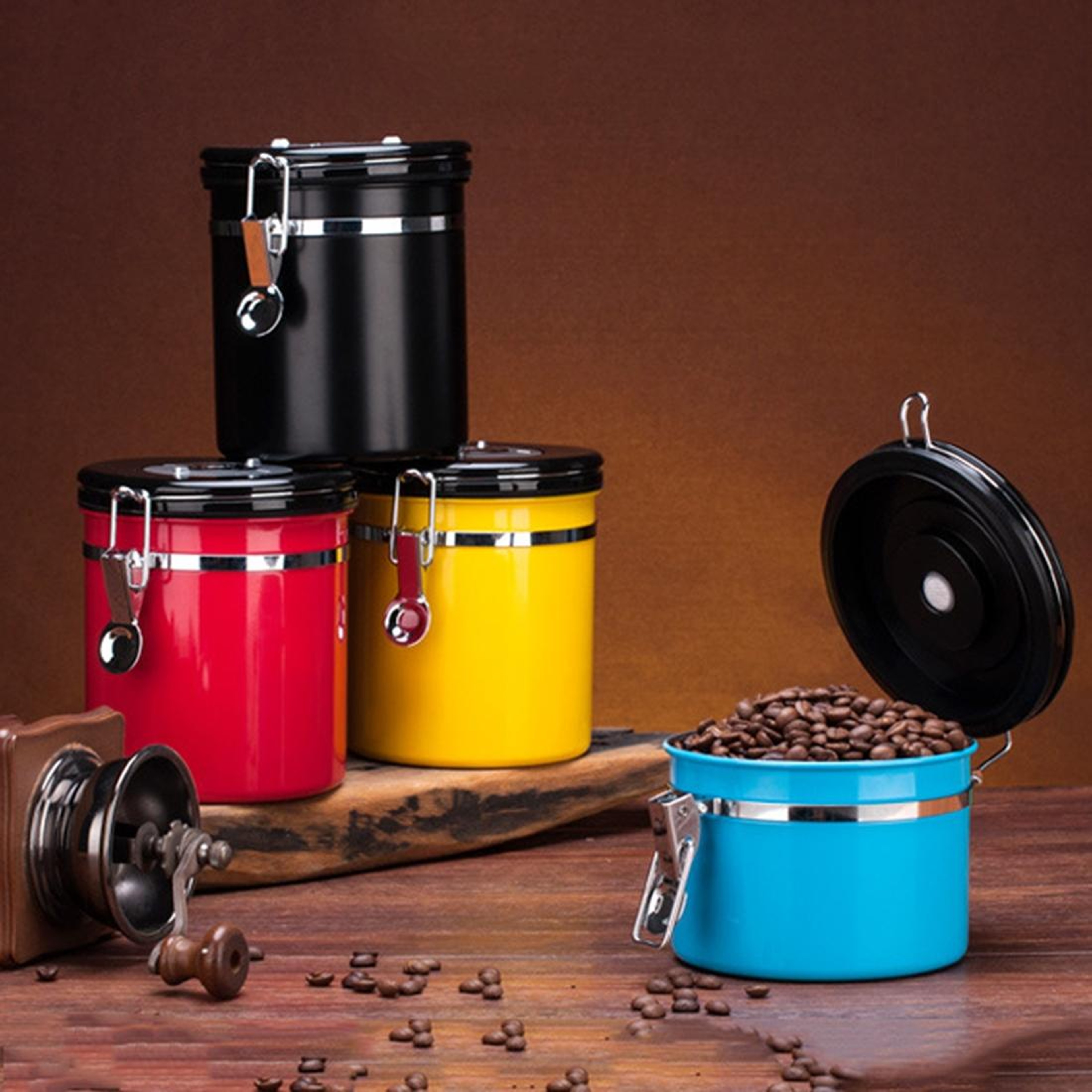 FreshLock 1200ml Airtight Coffee Canister With CO2 Valve  Freshness Calendar 3