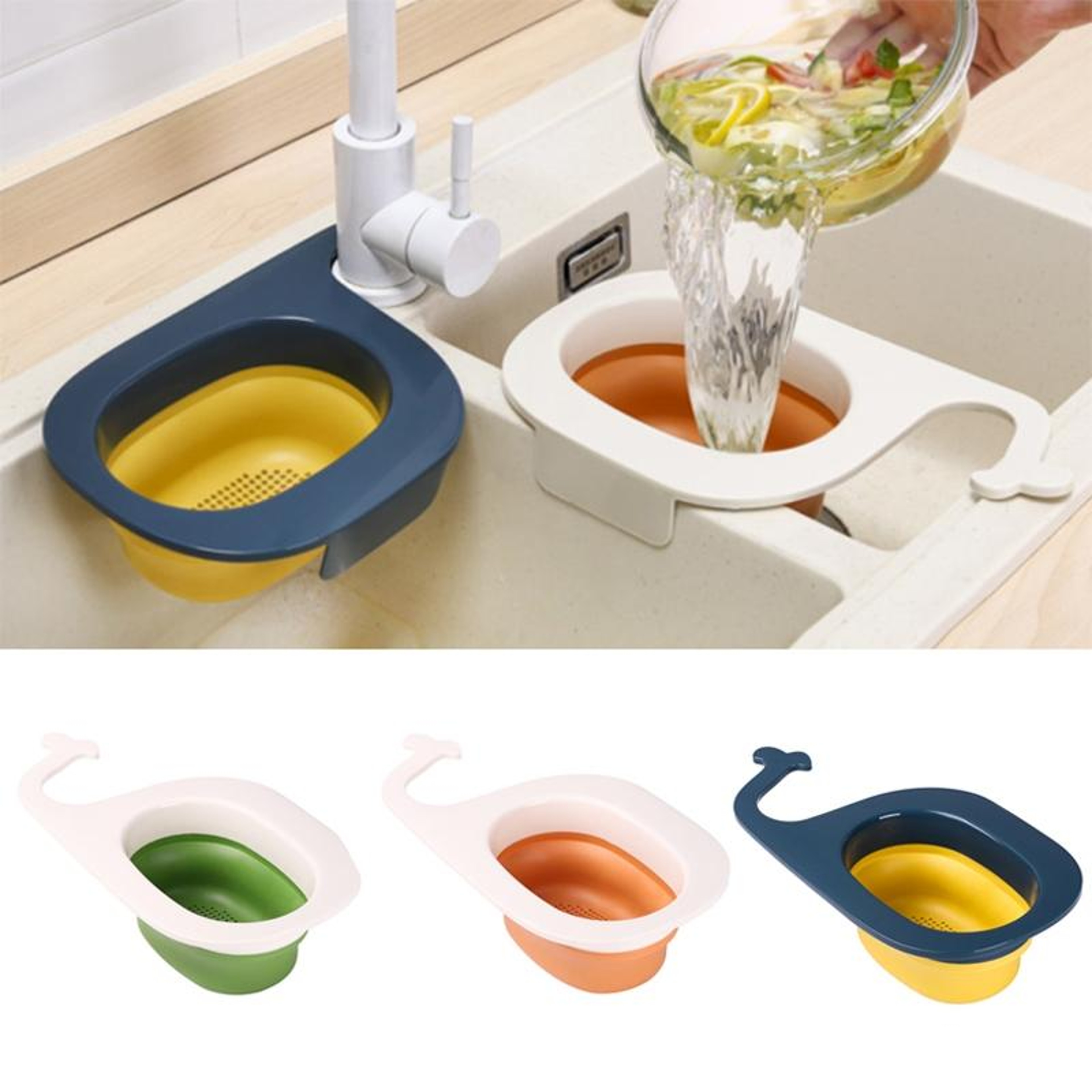 WhaleFold Kitchen Sink Strainer Basket – Foldable Fruit & Vegetable Drain Colander Organizer – view 10