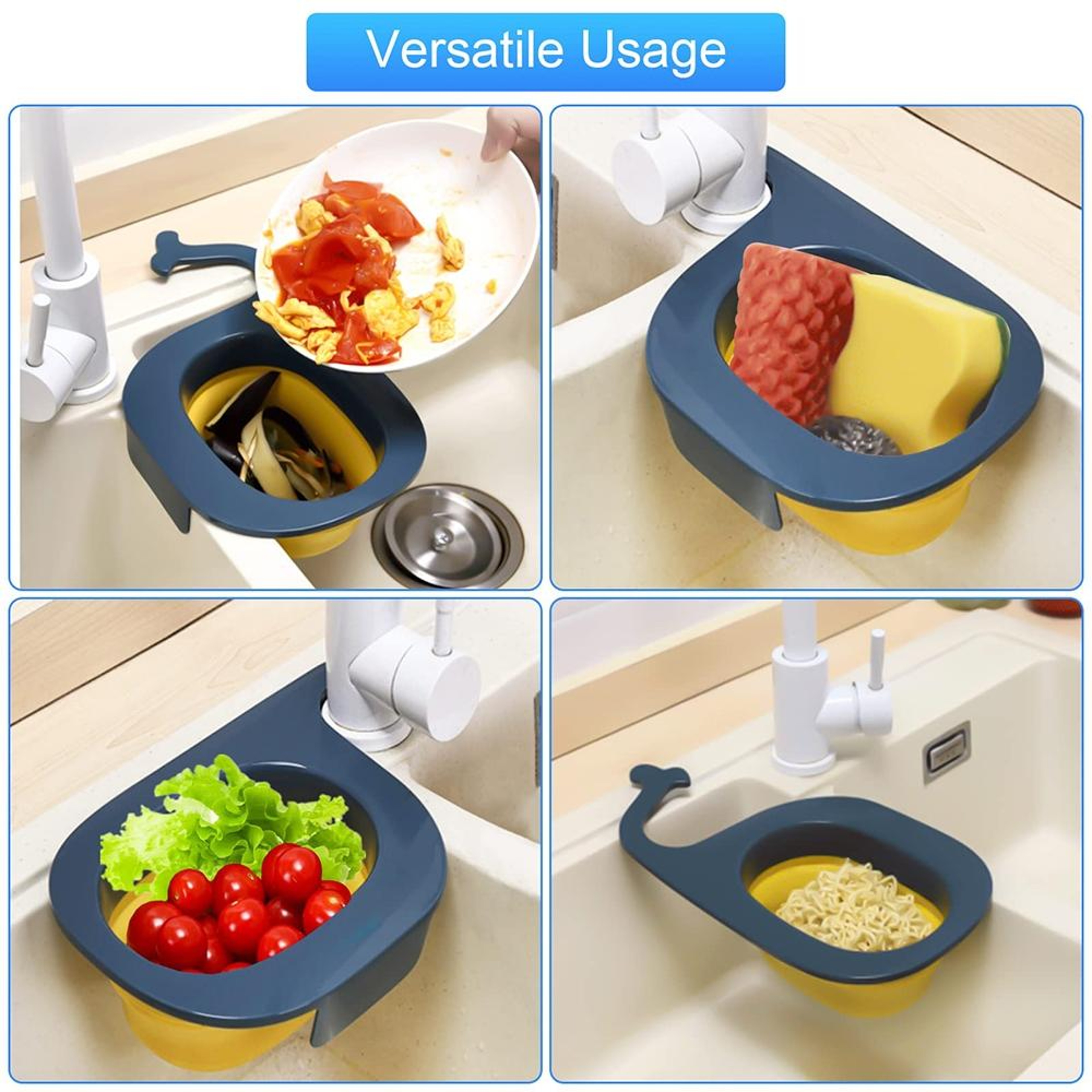 WhaleFold Kitchen Sink Strainer Basket – Foldable Fruit & Vegetable Drain Colander Organizer – view 6