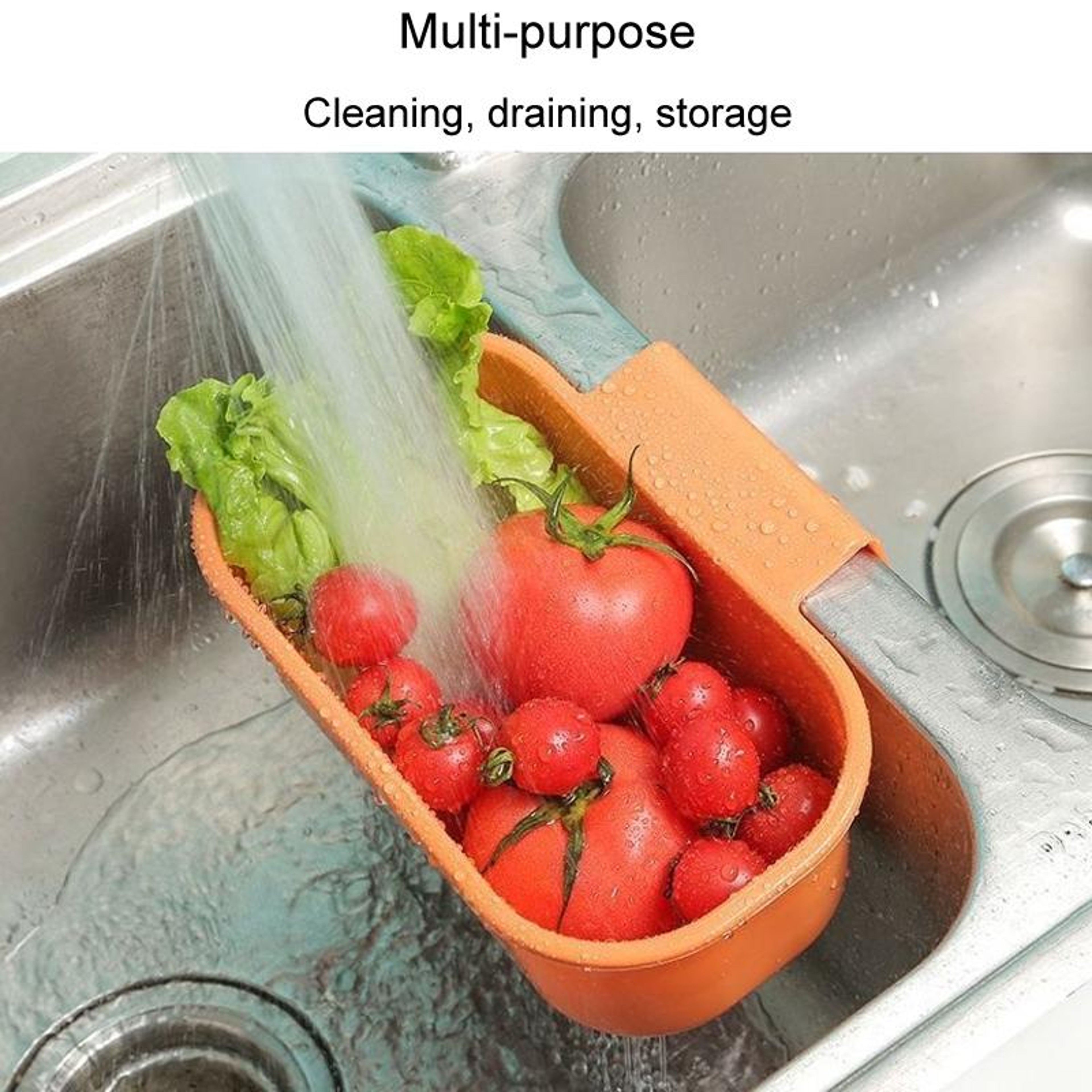 SpaceSaver Kitchen Sink Drain Basket & Sponge Holder with Fast-Drain Storage – view 6