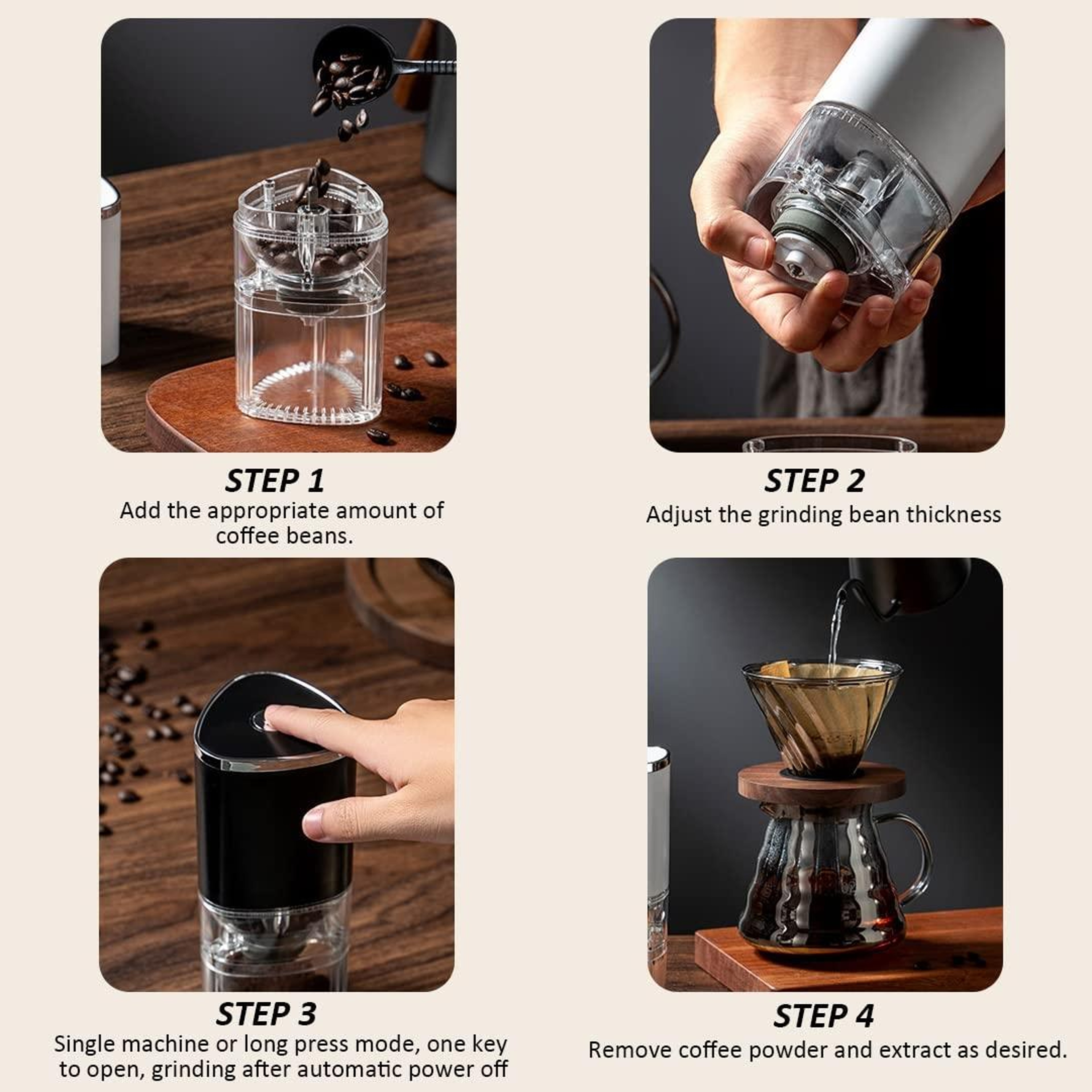 Magnetic Snap Portable Electric Coffee Grinder with Adjustable Ceramic Burr & LED Light – view 9