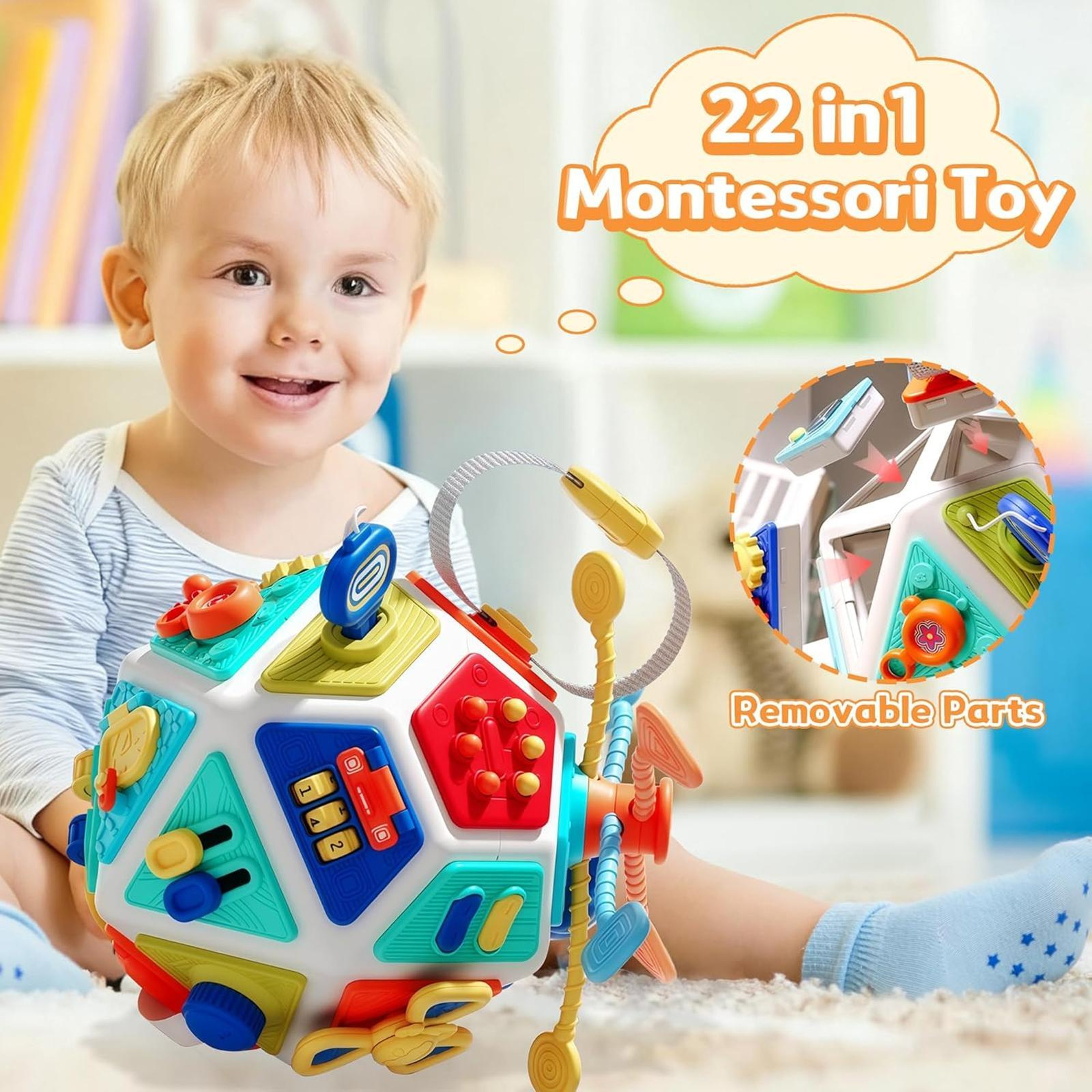 Montessori Busy Board Activity Cube 22 in 1 Sensory Toy for Toddlers – view 11