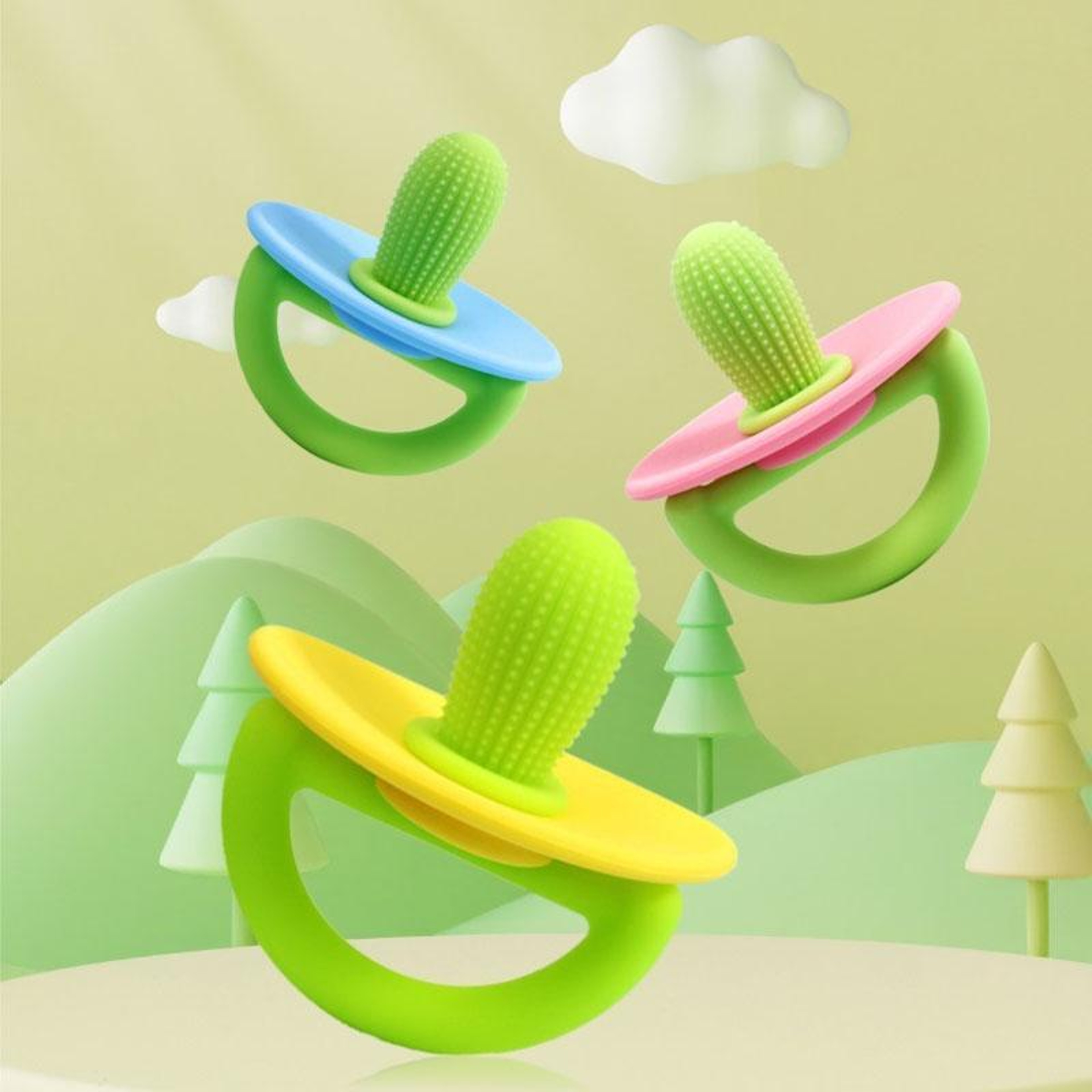 Cactus Baby Teether Toy  Food-Grade Silicone Baby Teether for Soothing Gum Relief – view 2