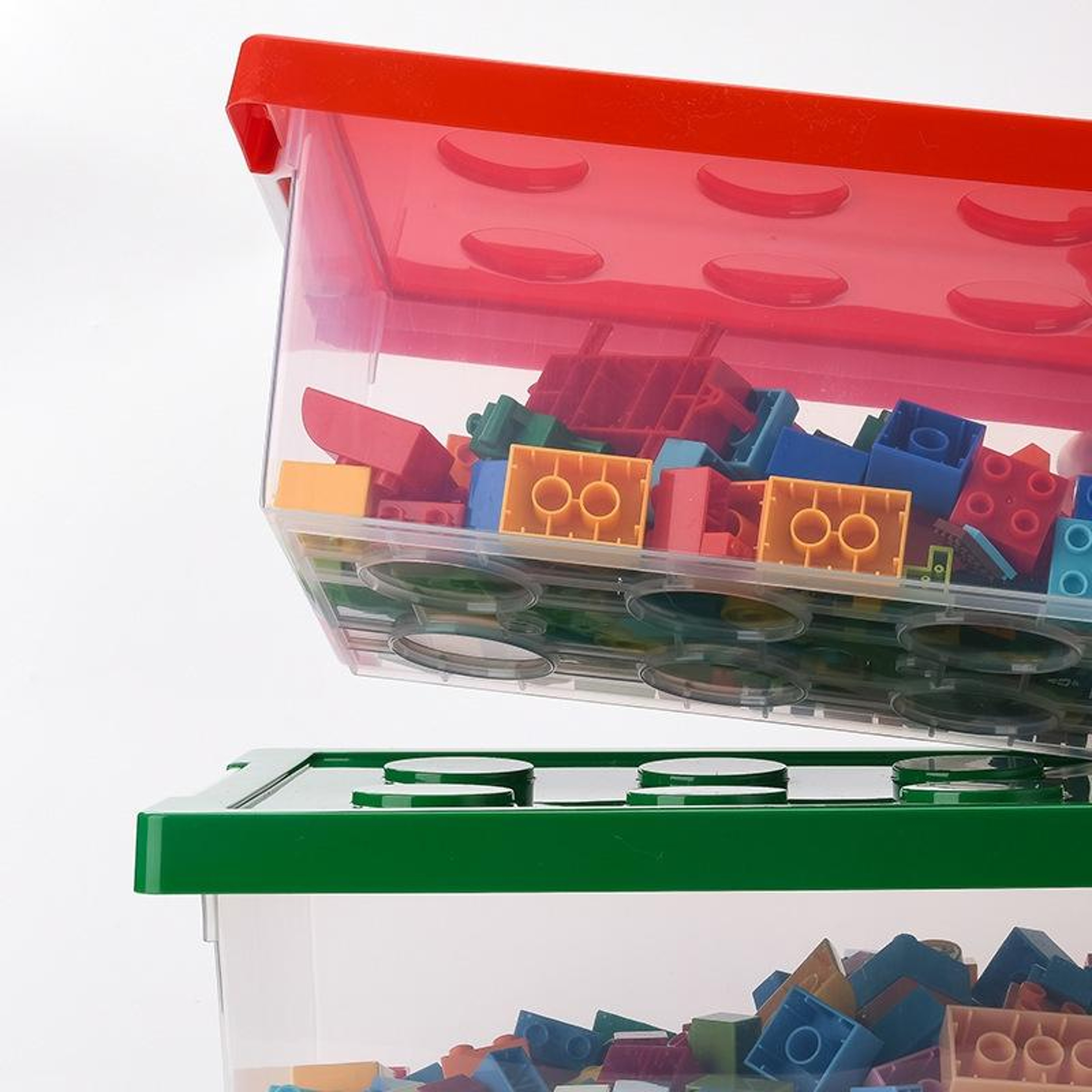 Kids Clear Building Block Storage Box with Lid Stackable Toy Organizer – view 4