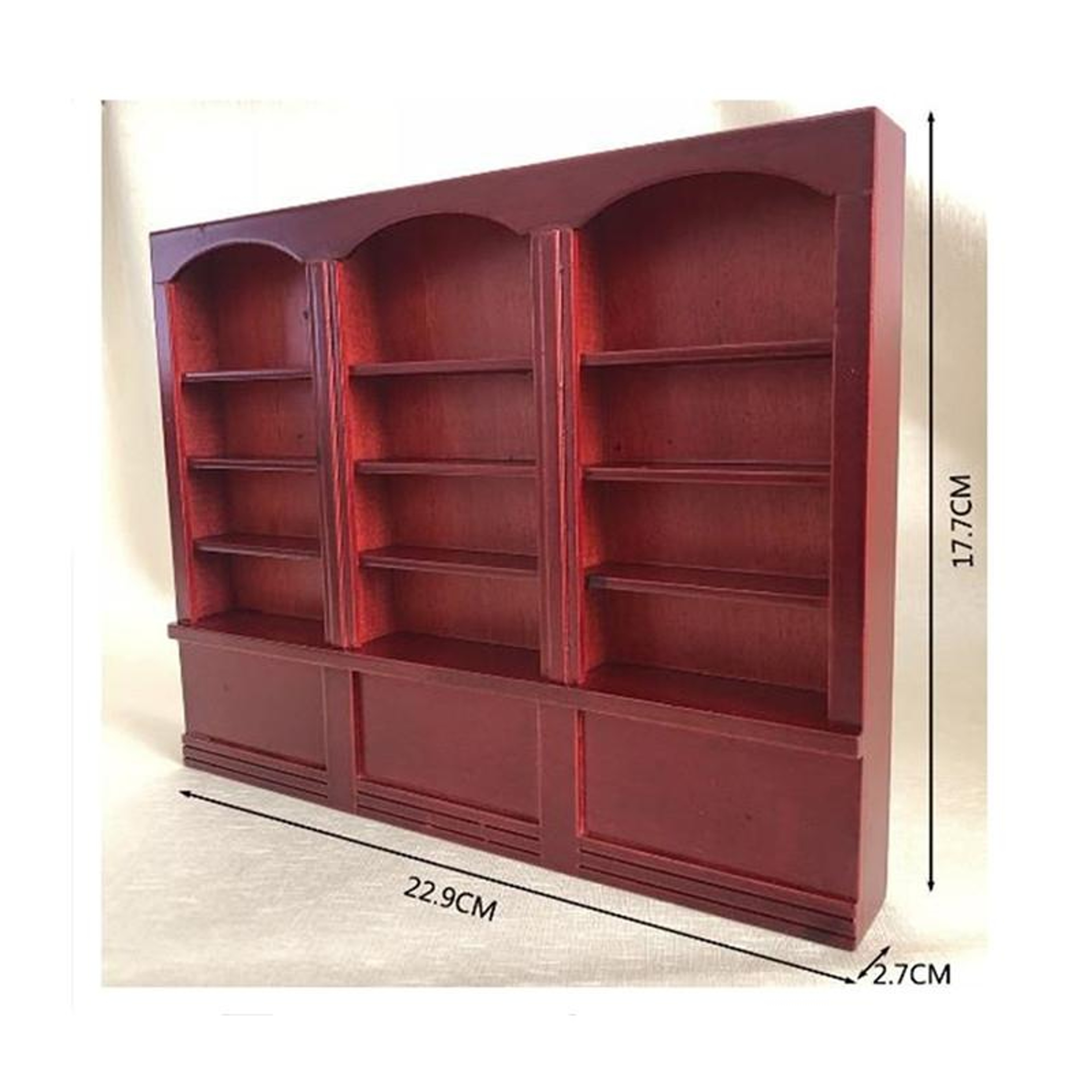 Victorian Style 1:12 Scale Dollhouse Furniture Triple Display Cabinet Bookcase – view 5