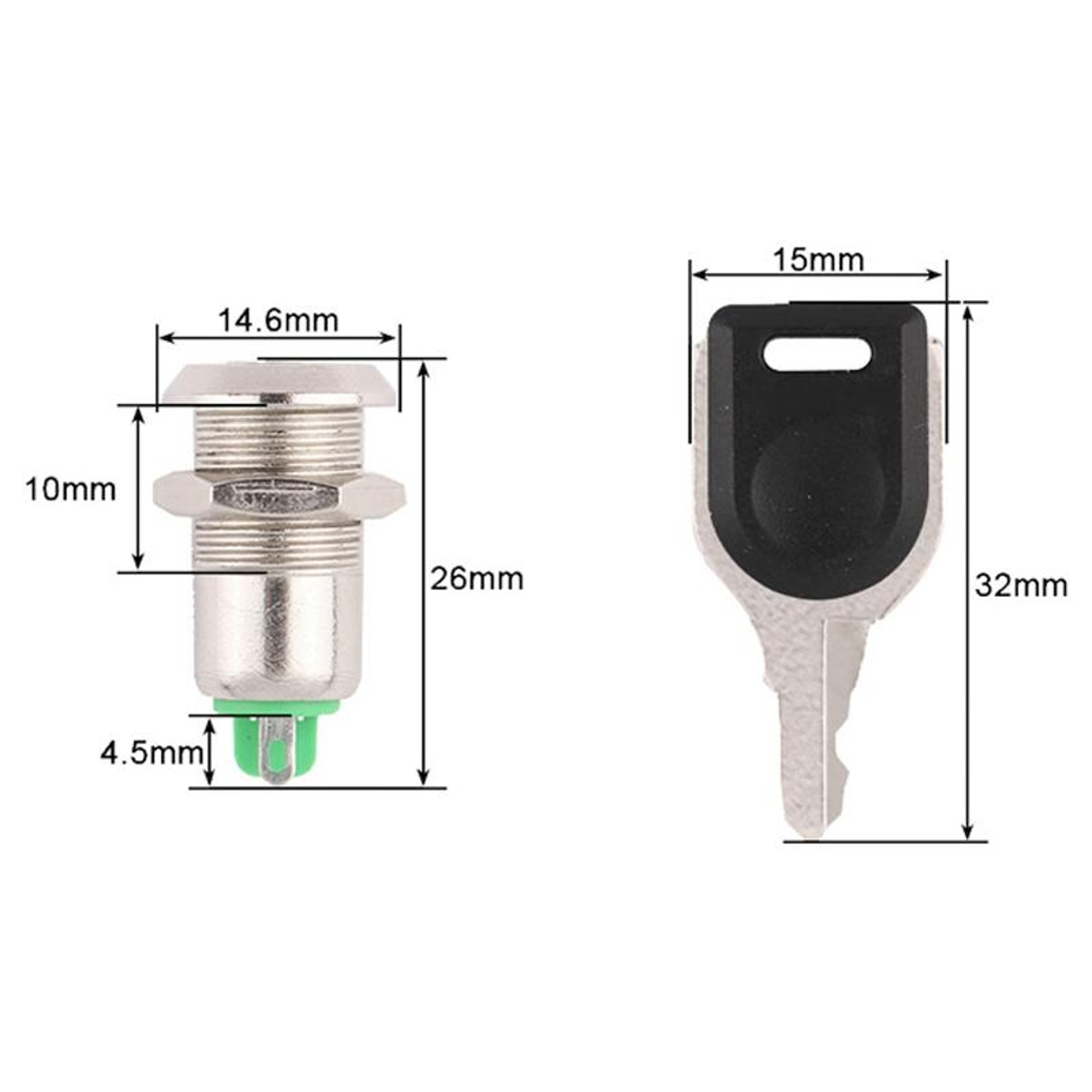 12mm Electronic Lock Switch Metal Key Knob Lock for Toy Cabinets, Control Panels & DIY Projects – view 3