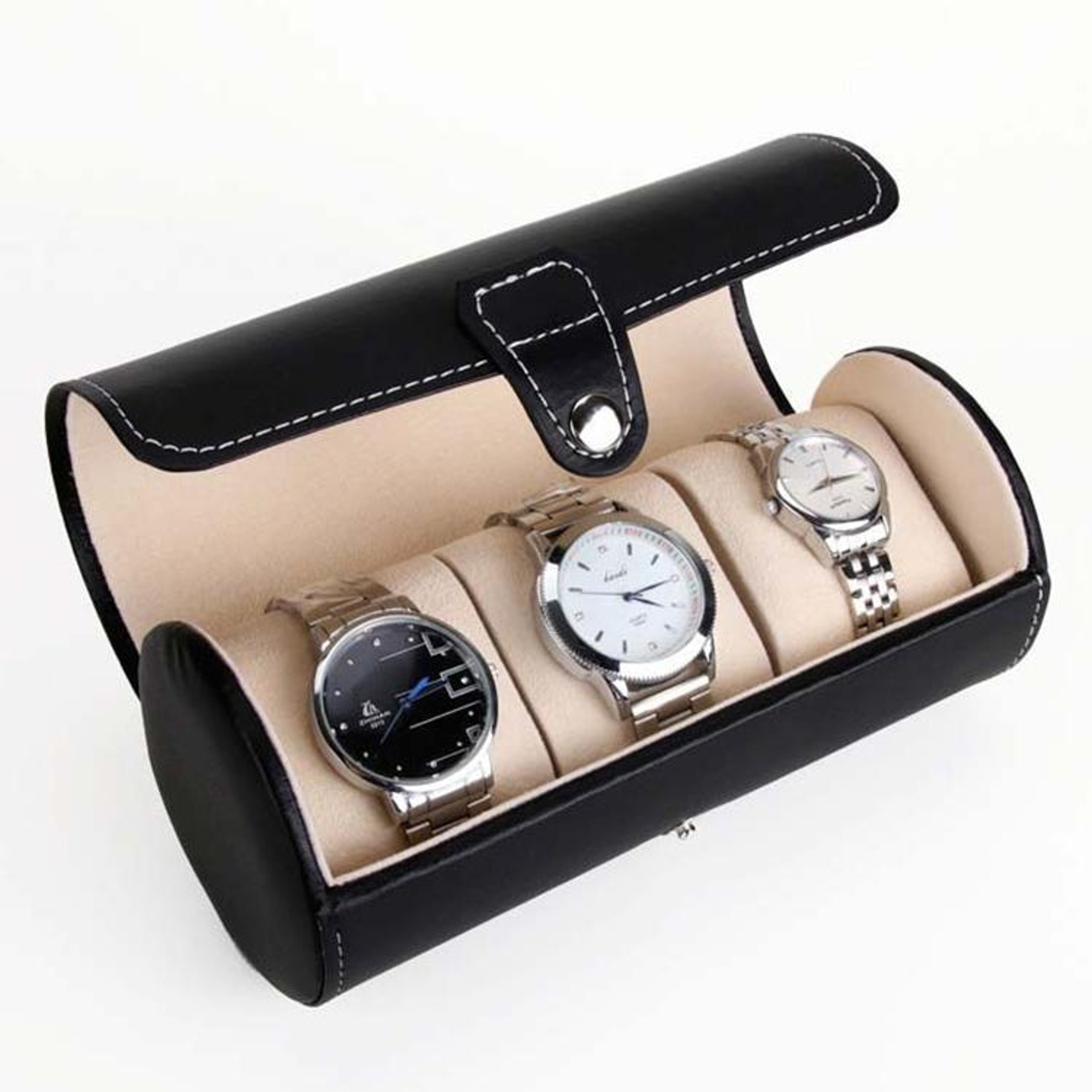 Luxury Travel Watch Case for 3 Watches Portable Watch Storage Organizer – view 7