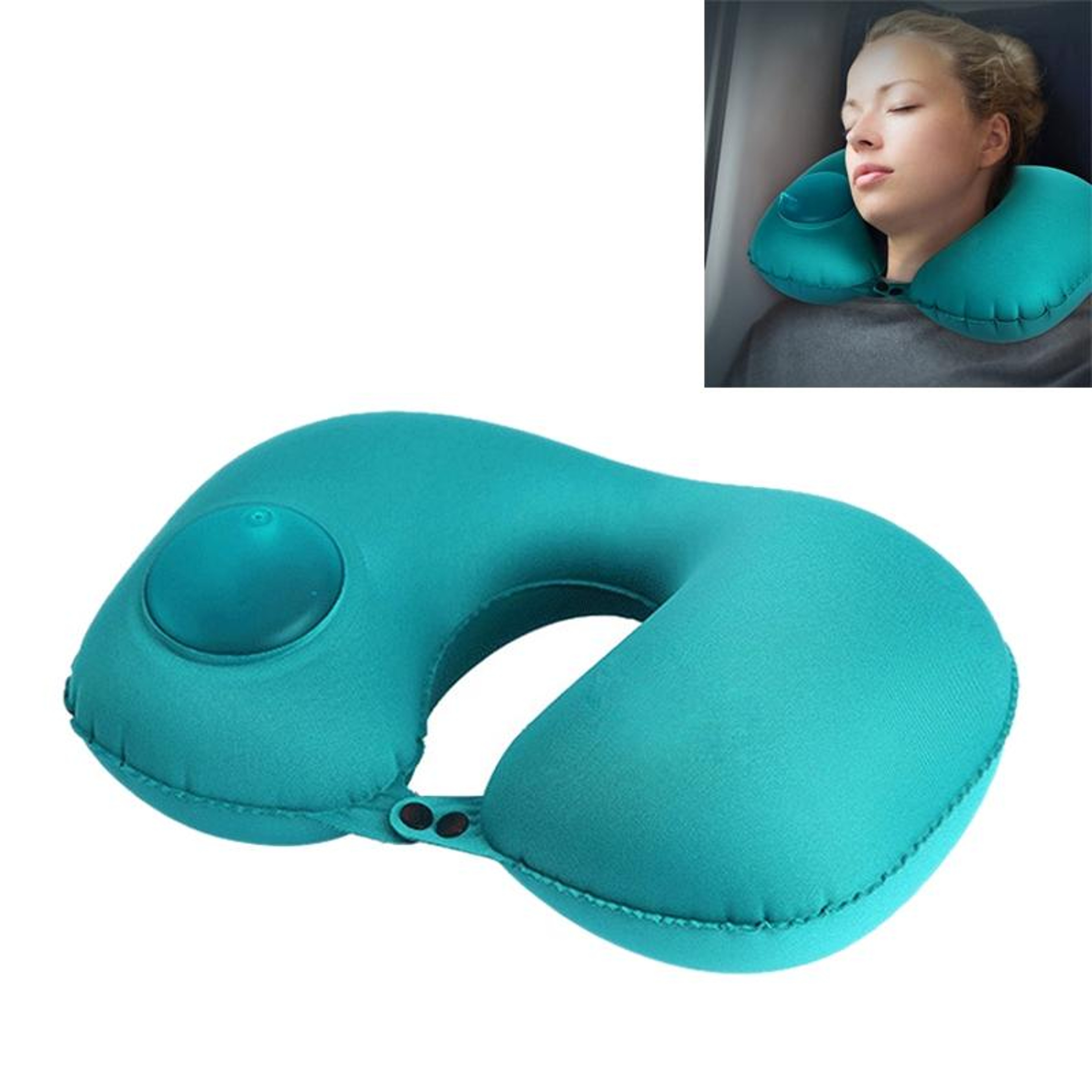 ComfortPress AutoInflating Travel Neck Pillow For Airplane Car  Office Support 12