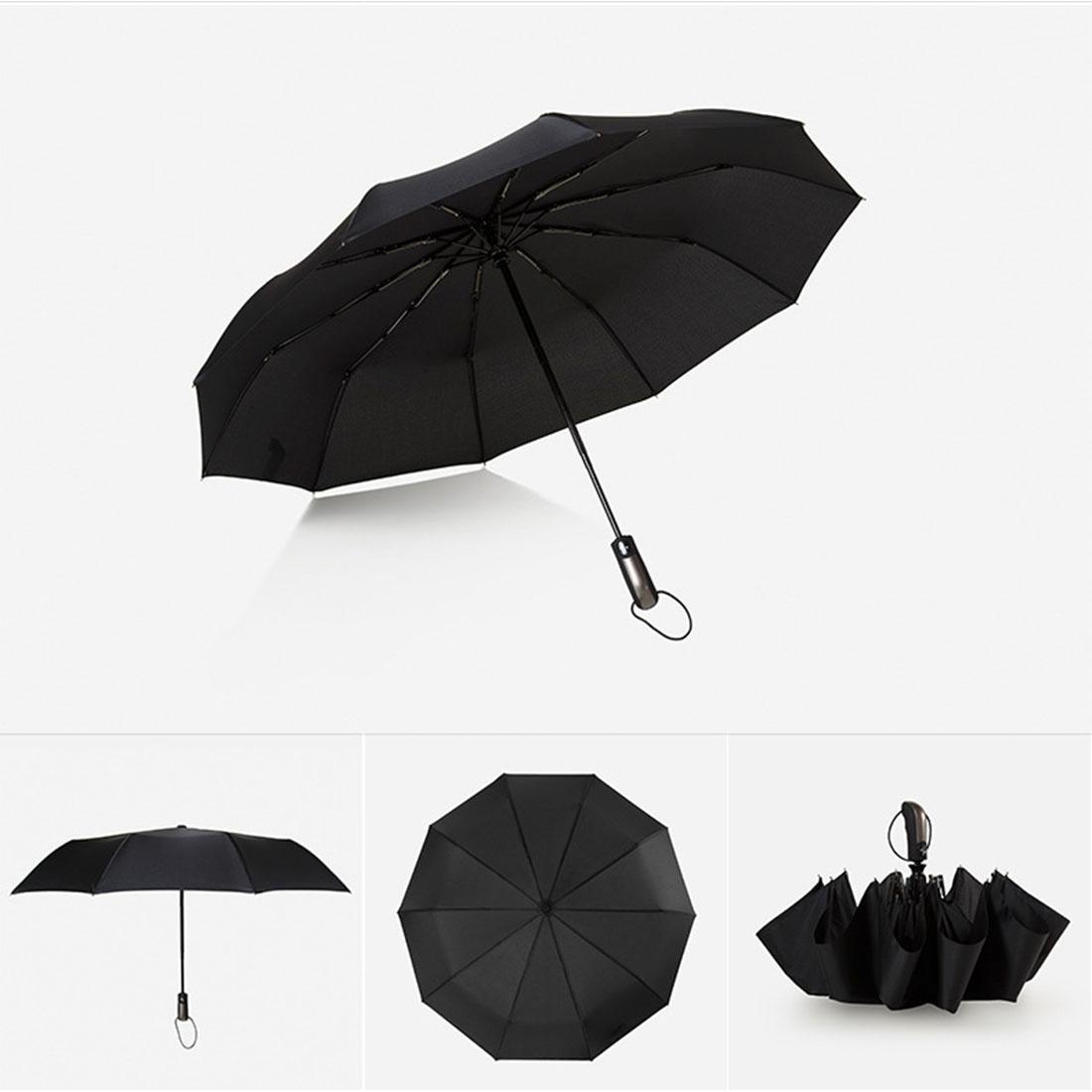 Automatic Compact Windproof Umbrella Three Folding Sun and Rain Umbrella – view 1