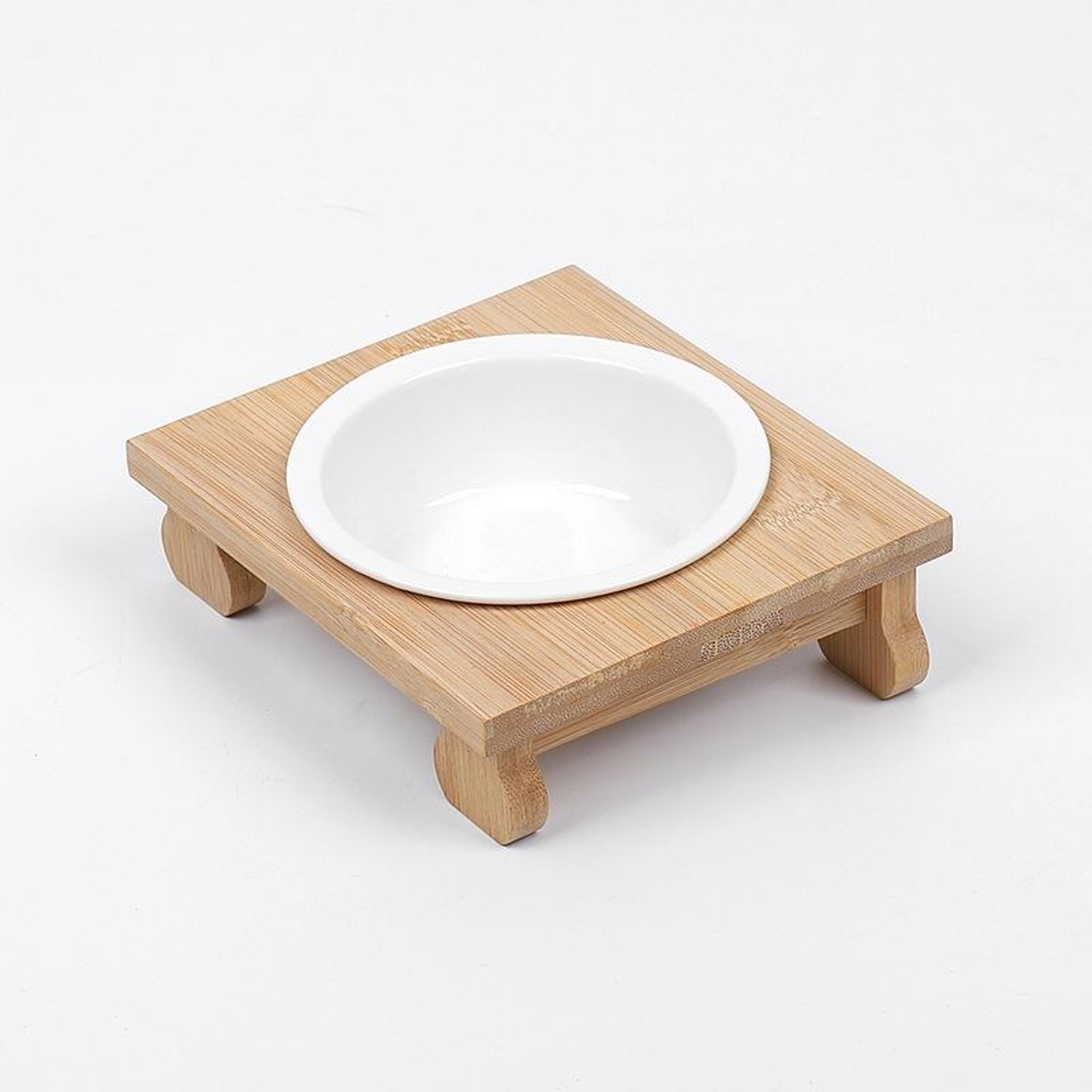 Elevated Ceramic Cat Bowl with Bamboo Stand  Tilted Cat Feeding Bowl for Comfortable Mealtimes – view 2