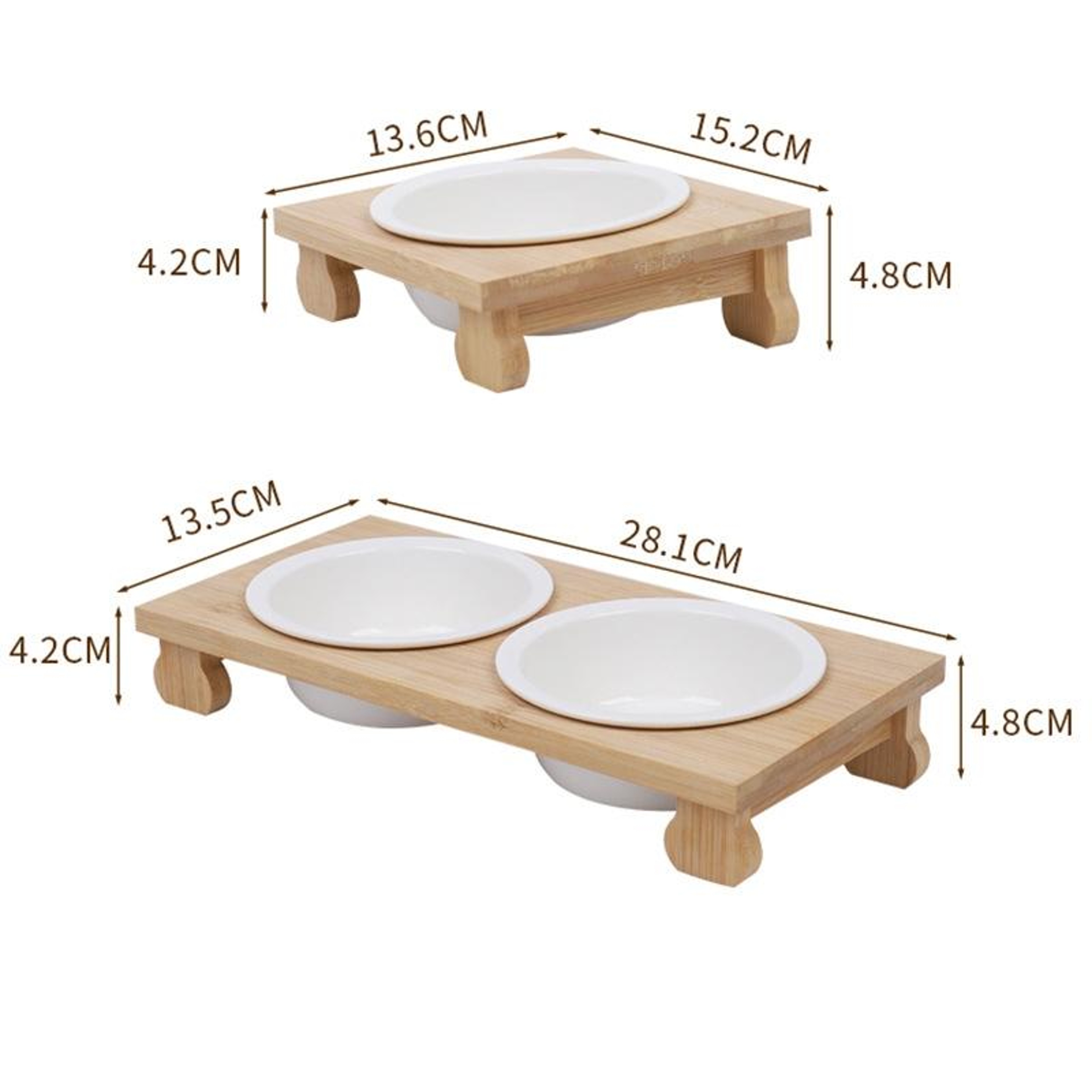 Elevated Ceramic Cat Bowl with Bamboo Stand  Tilted Cat Feeding Bowl for Comfortable Mealtimes – view 4
