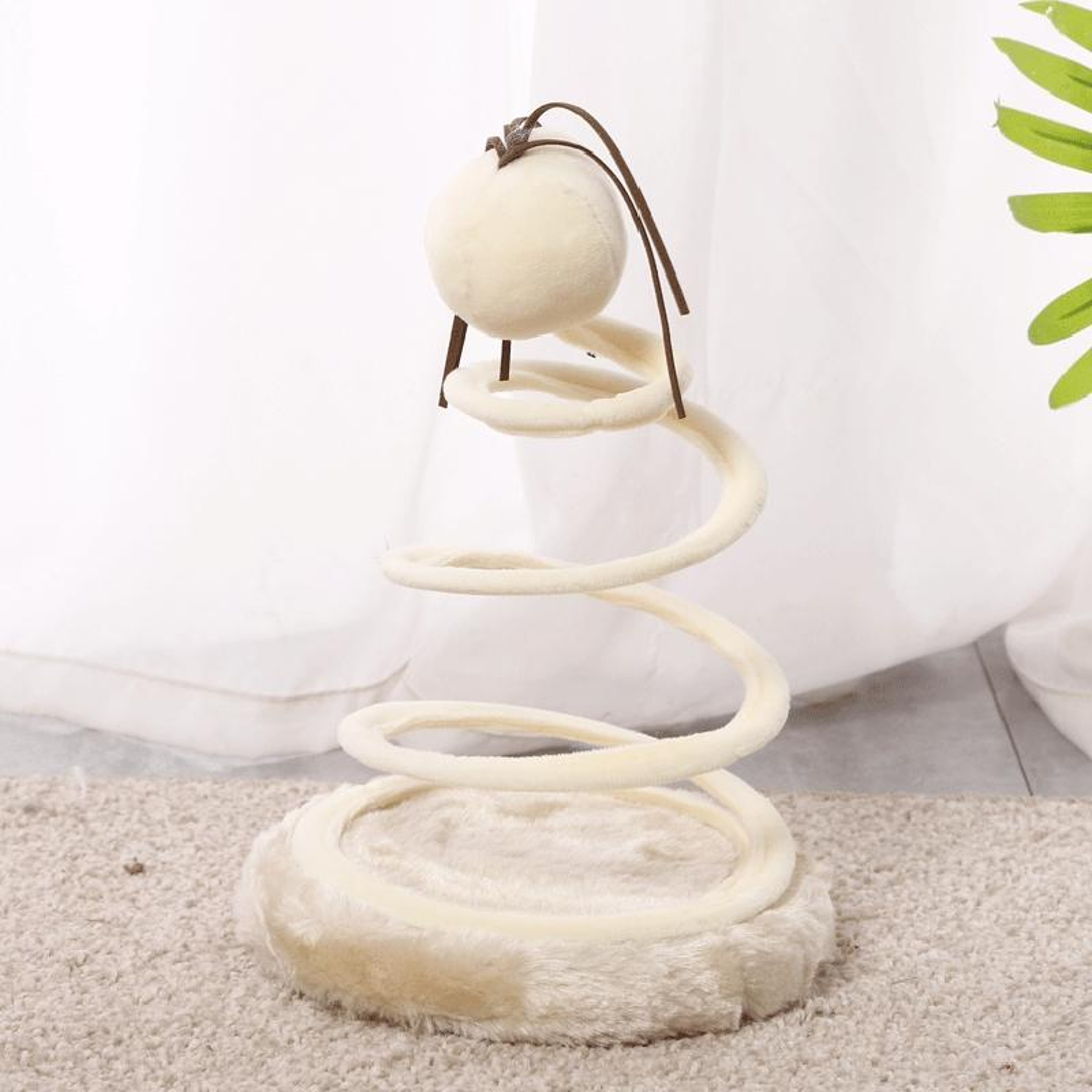SpringBounce Interactive Cat Scratcher Toy with Hemp Ball and Plush Base – view 1