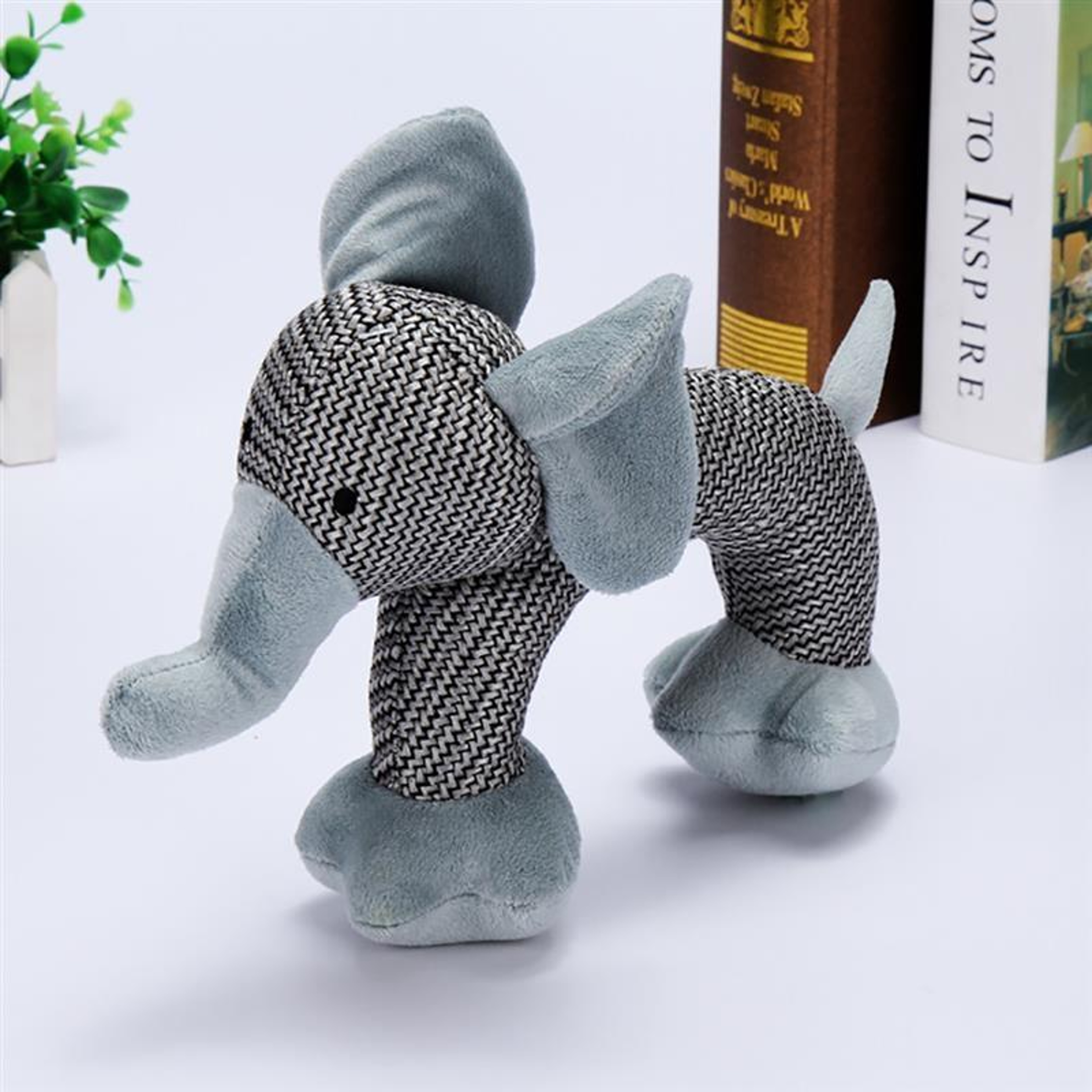PawJoy Squeaky Elephant Dog Chew Toy  Bite Resistant Interactive Plush Toy For Puppies  Dogs 1