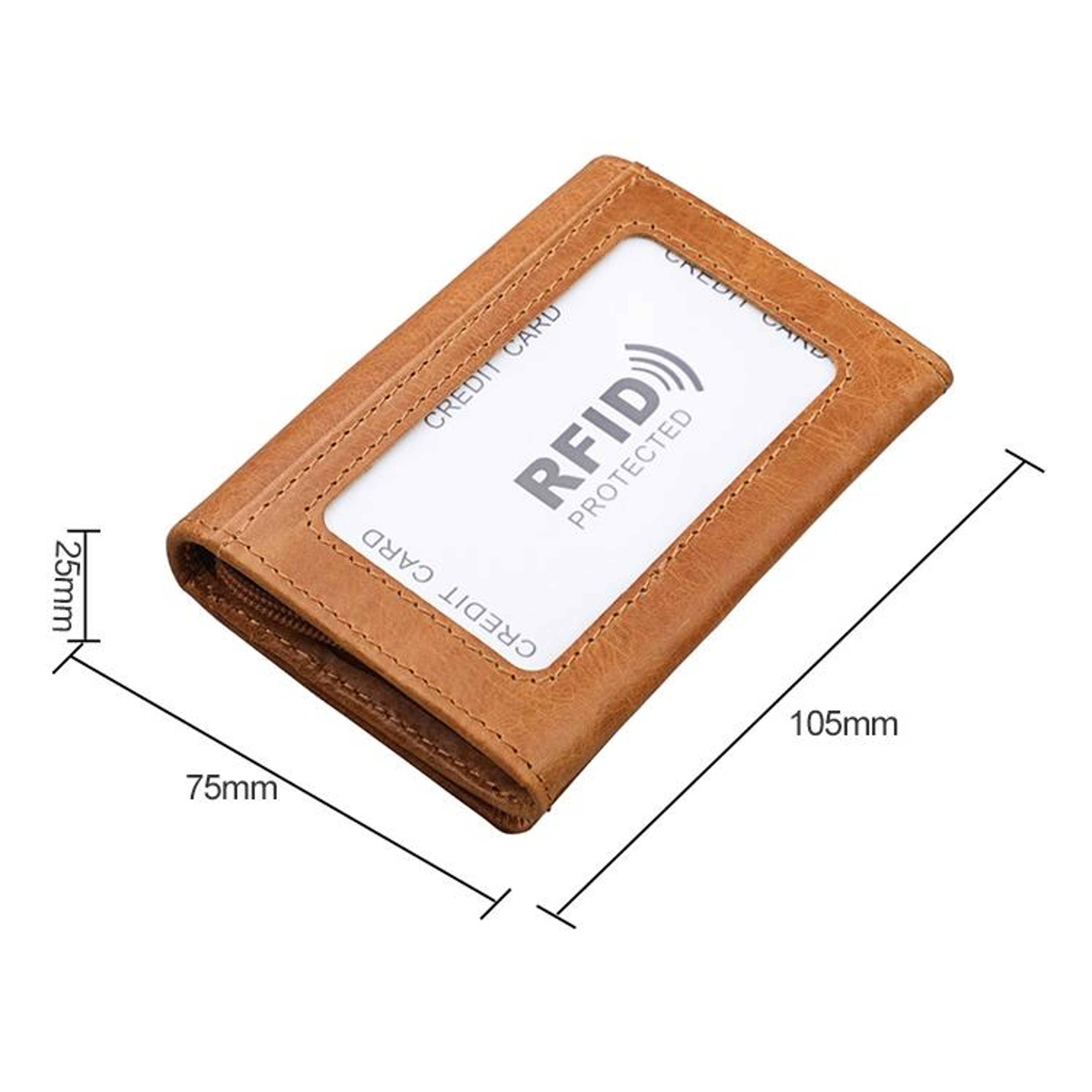 KB171 Antimagnetic RFID Crazy Horse Texture Leather Card Holder Wallet For Men And WomenYellowish B 5