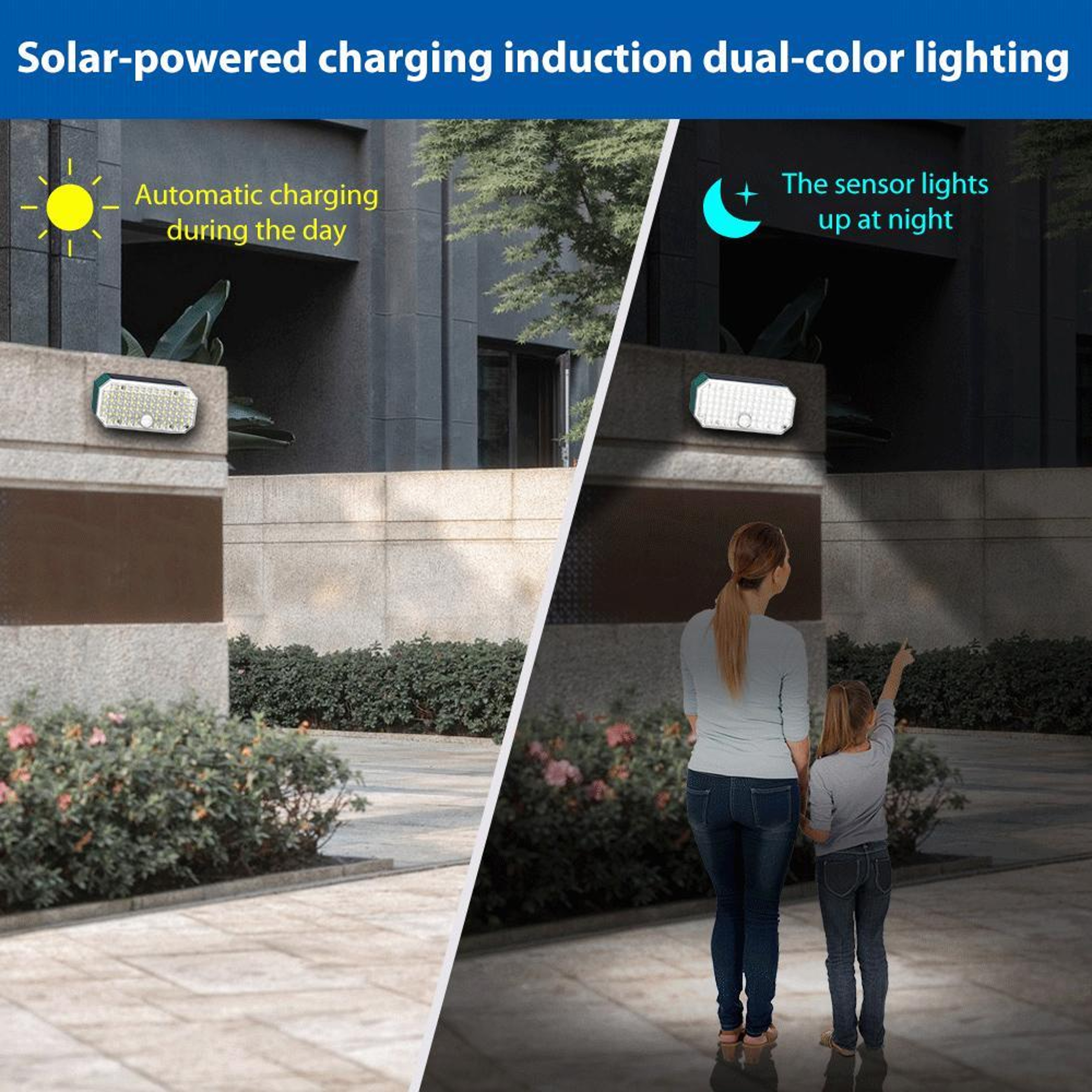 N776B Solar Motion Sensor Wall Light Dual Color IP65 Outdoor Security Light – view 5
