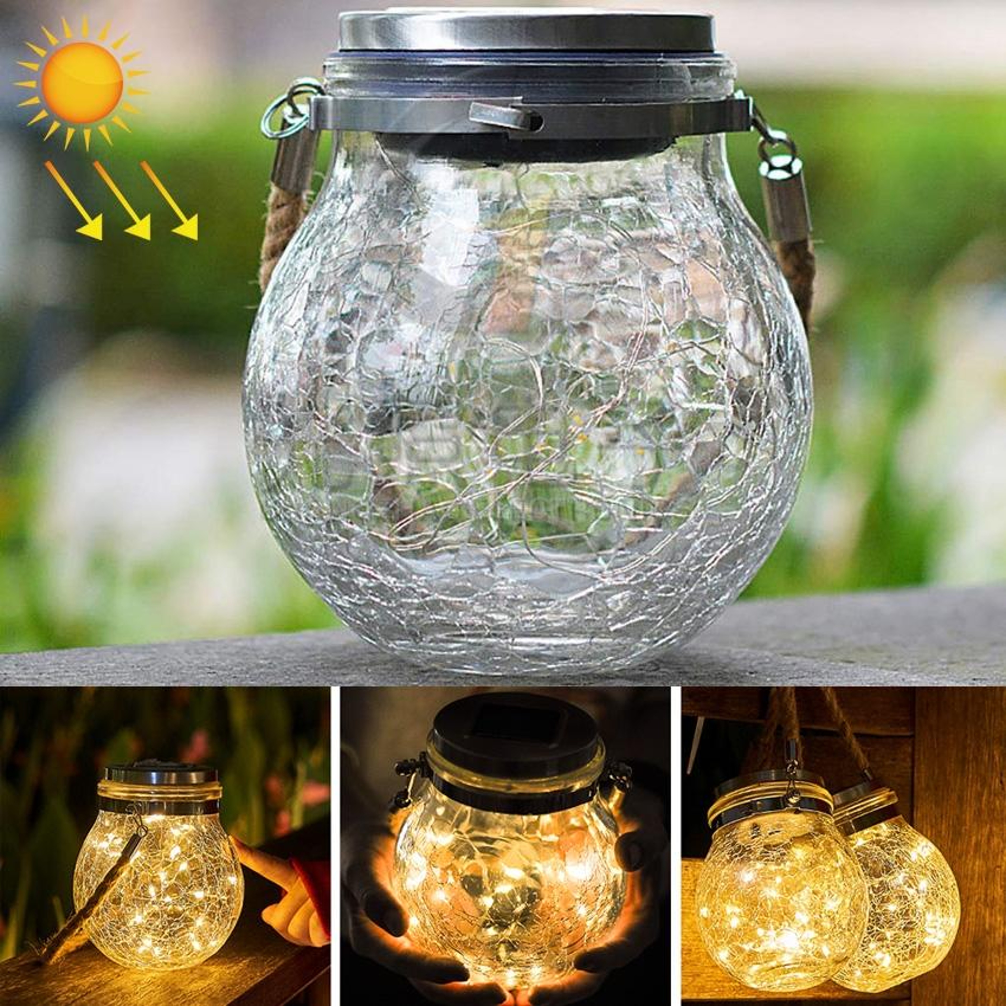 Solar Glass Bottle Pendant Lamp Solar Garden Lights Outdoor Solar Lantern For Patio  Garden Decor 0