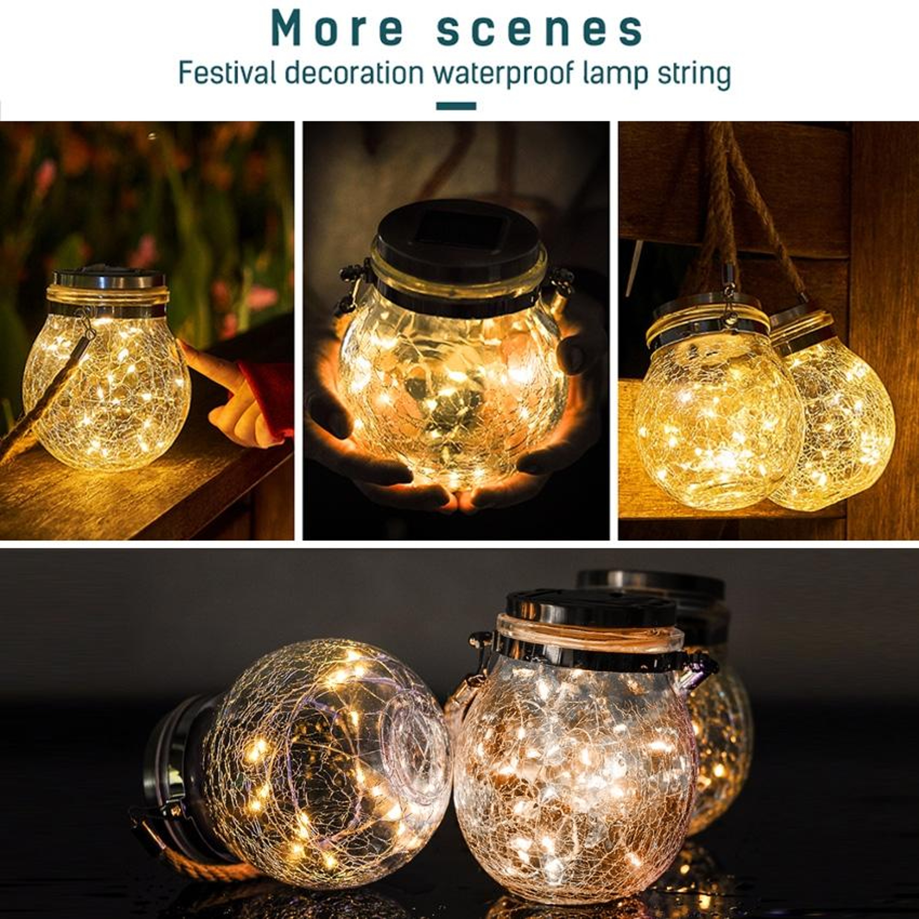 Solar Glass Bottle Pendant Lamp Solar Garden Lights Outdoor Solar Lantern For Patio  Garden Decor 5