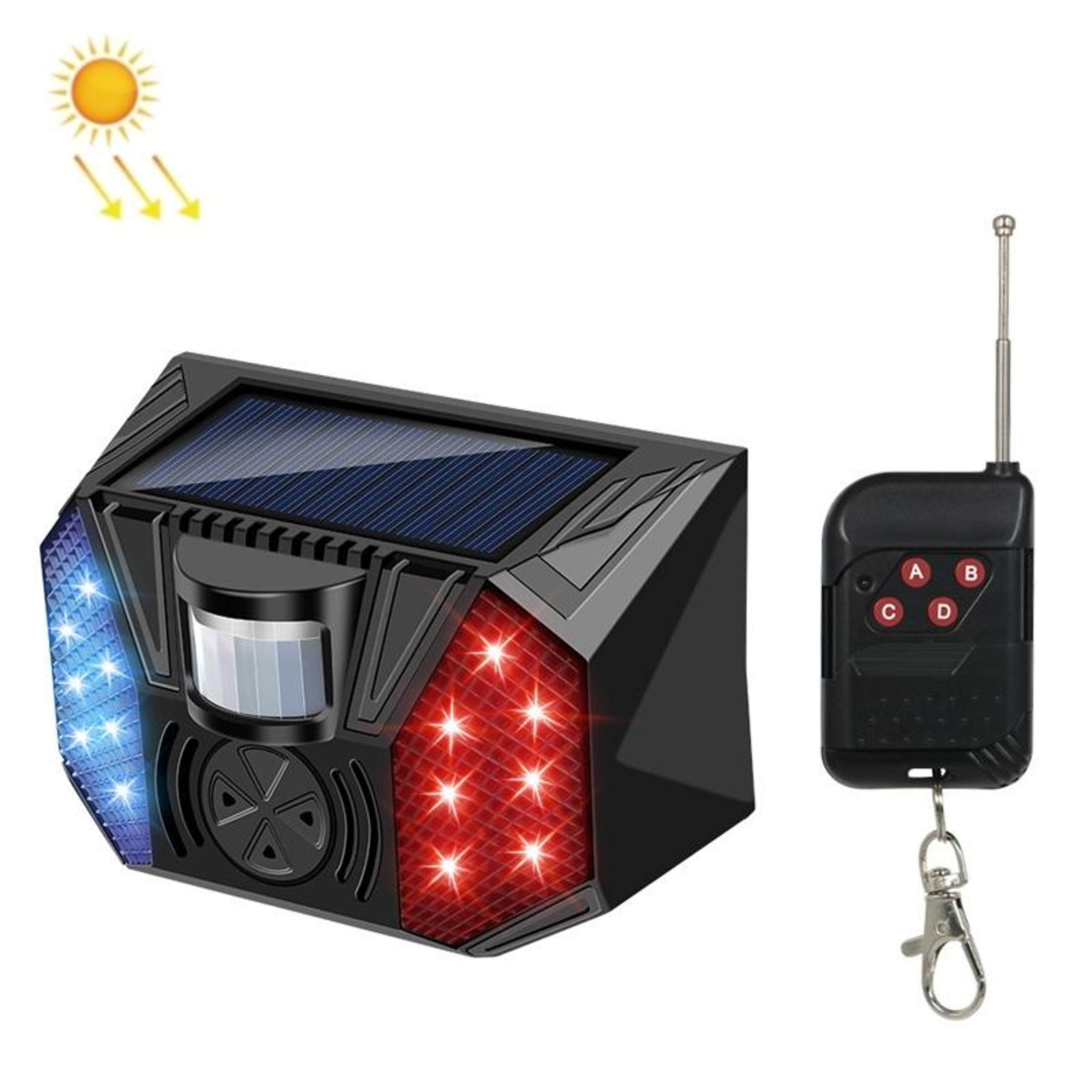 Solar Motion Sensor Alarm Outdoor Anti Theft PIR Light Siren for Orchard Farm & Security Protection – view 1
