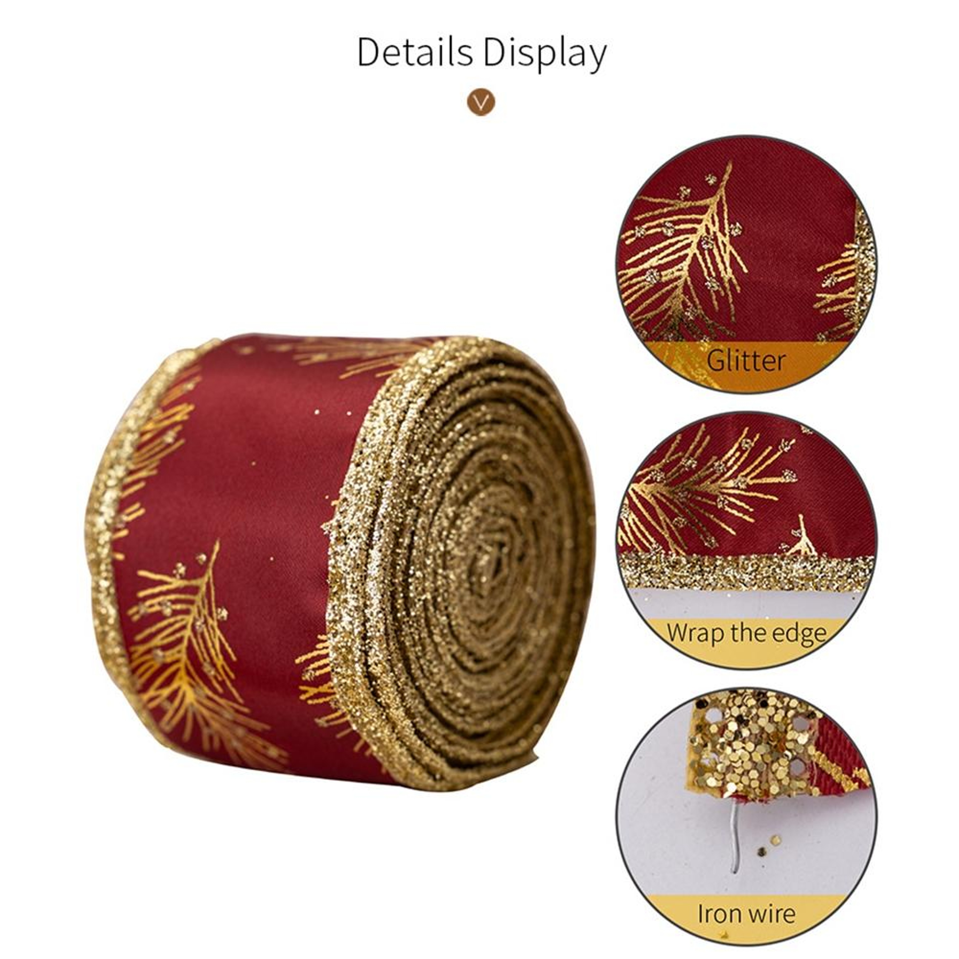 Christmas Wired Decorative Ribbon Roll For Gift Wrapping Tree Trim  Holiday Decor 2
