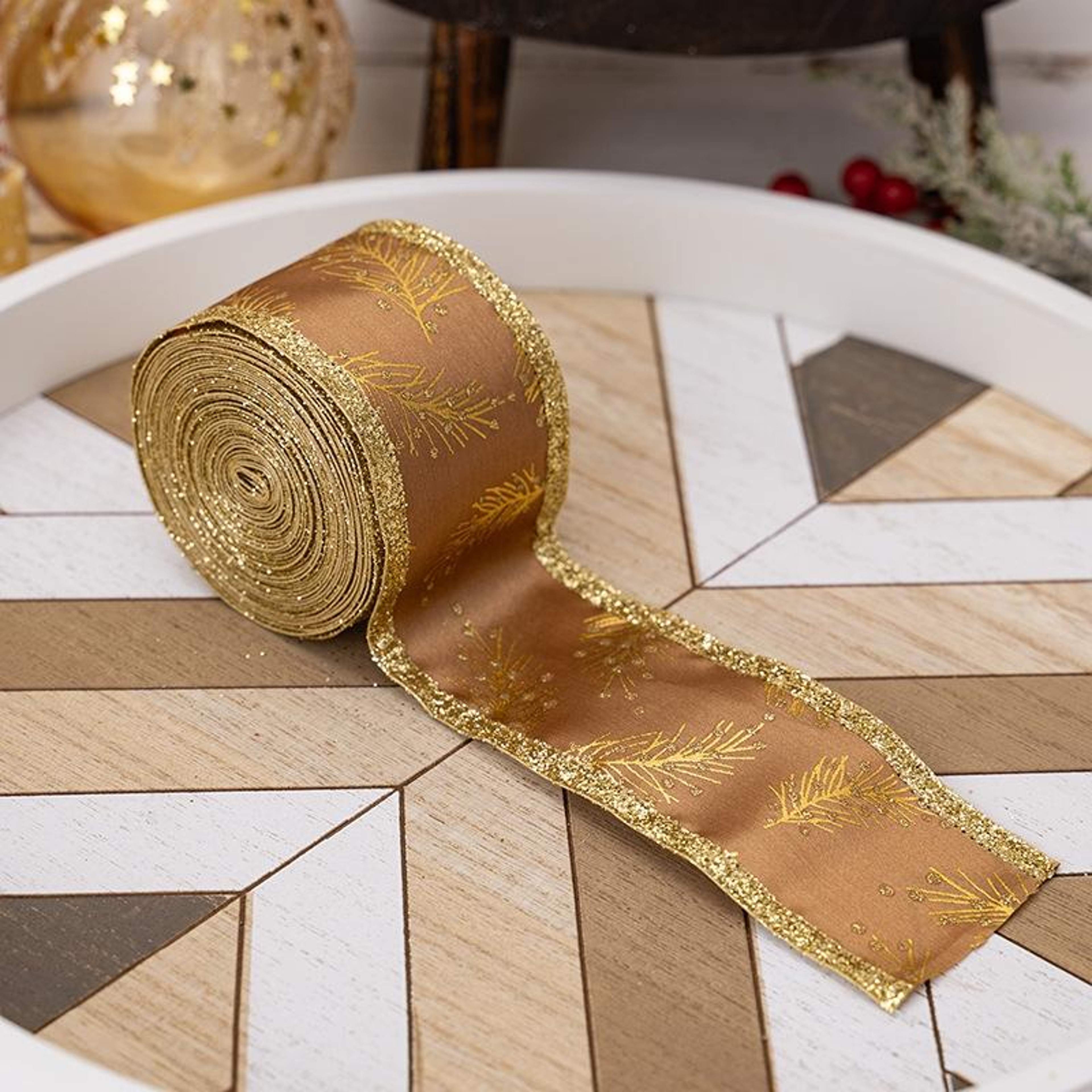 Christmas Wired Decorative Ribbon Roll For Gift Wrapping Tree Trim  Holiday Decor 9