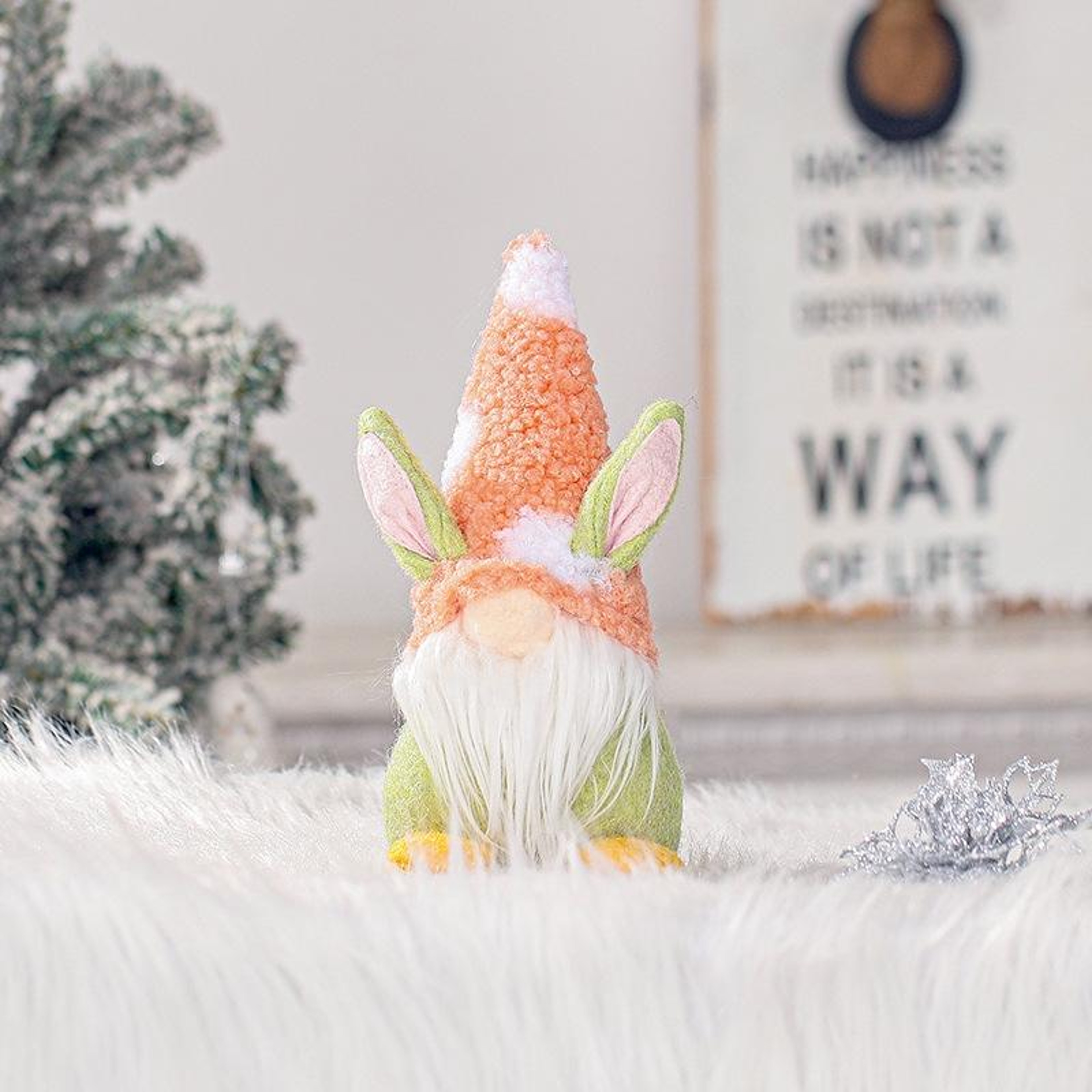 Handcrafted Easter Bunny Gnome Doll Decorative Plush For Tabletop  Spring Home Decor 5