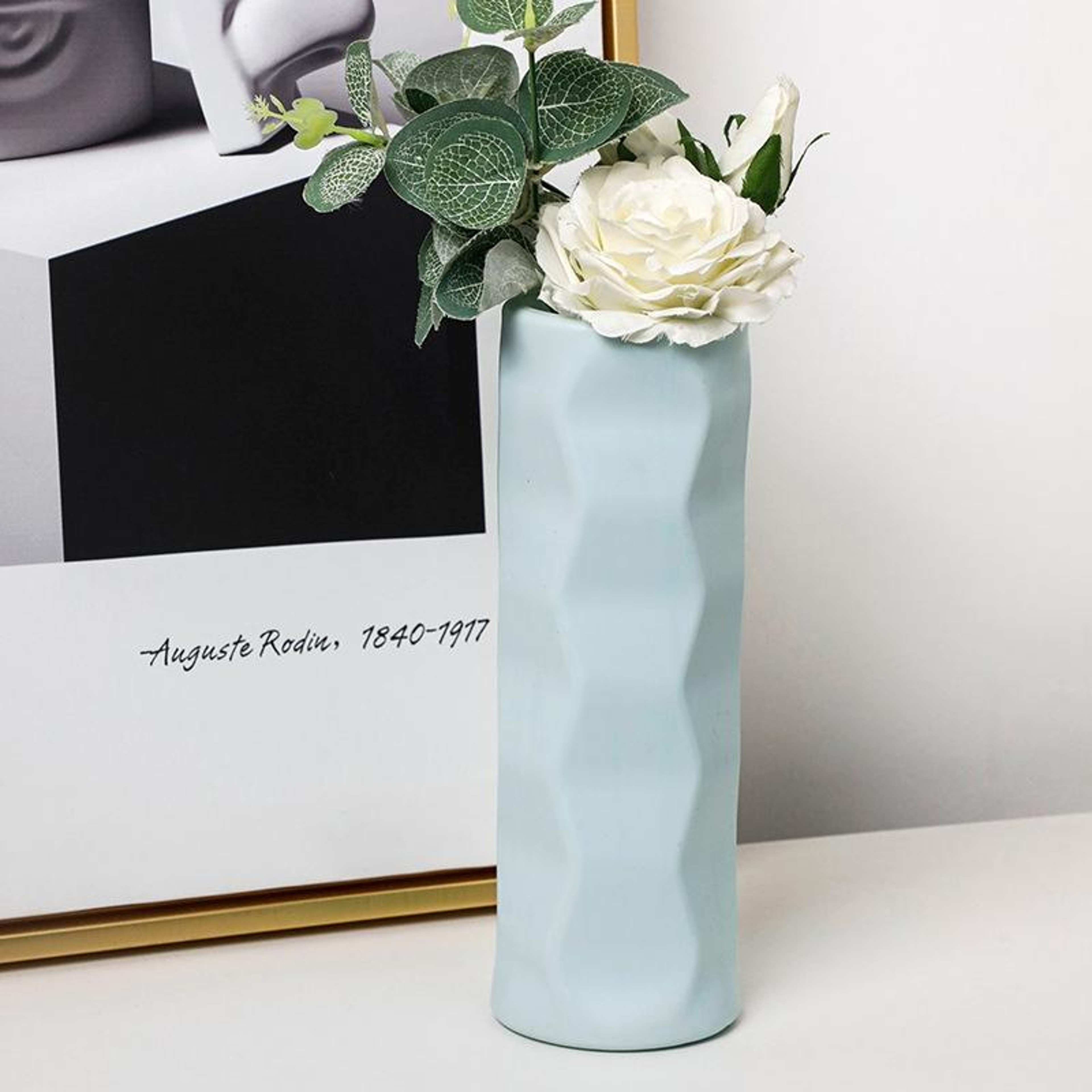 Wave CeramicLook PE Decorative Vase Drop Proof Modern Flower Vase For Home Decor 5