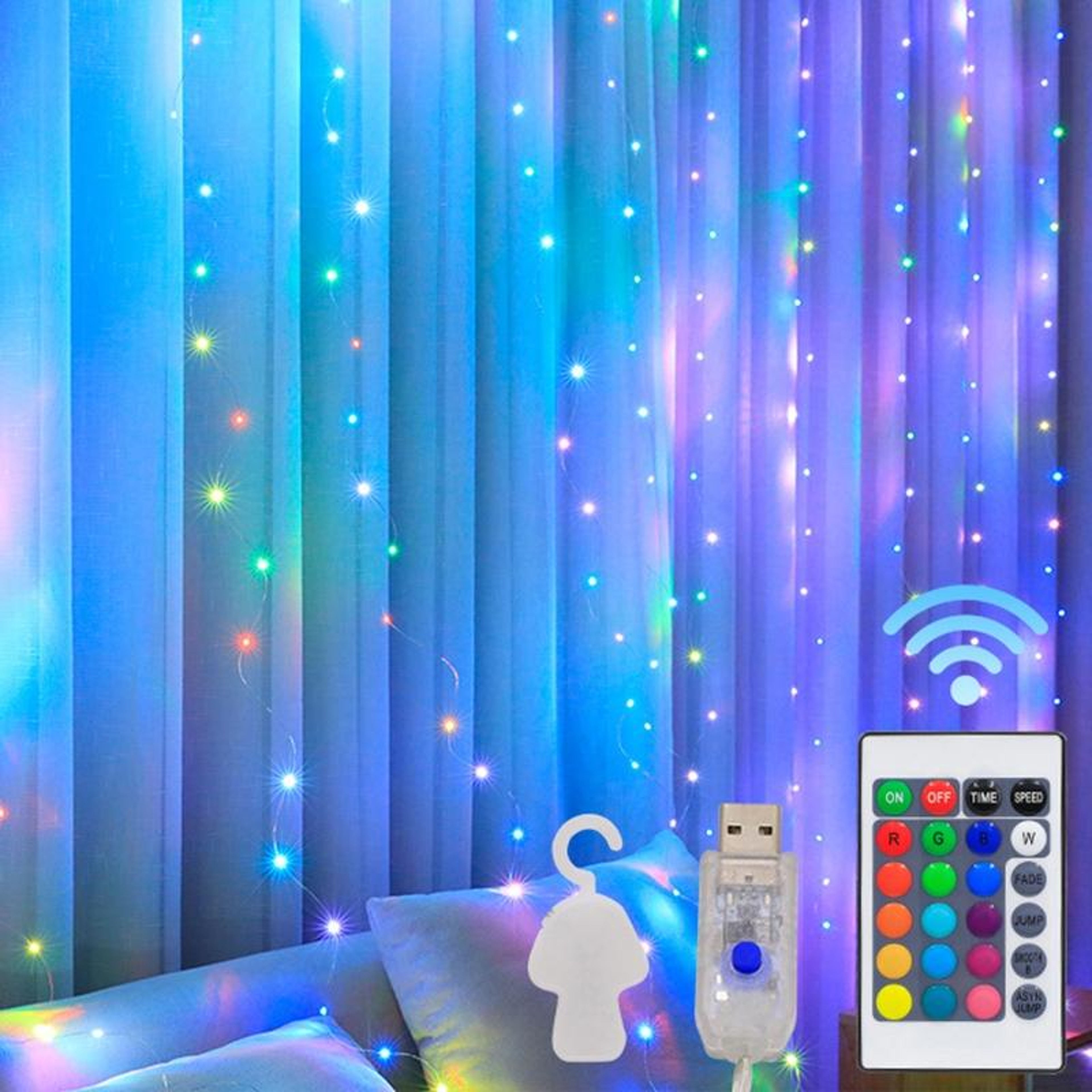 RGB Curtain String Lights with Remote LED Color Changing Fairy Lights – view 7