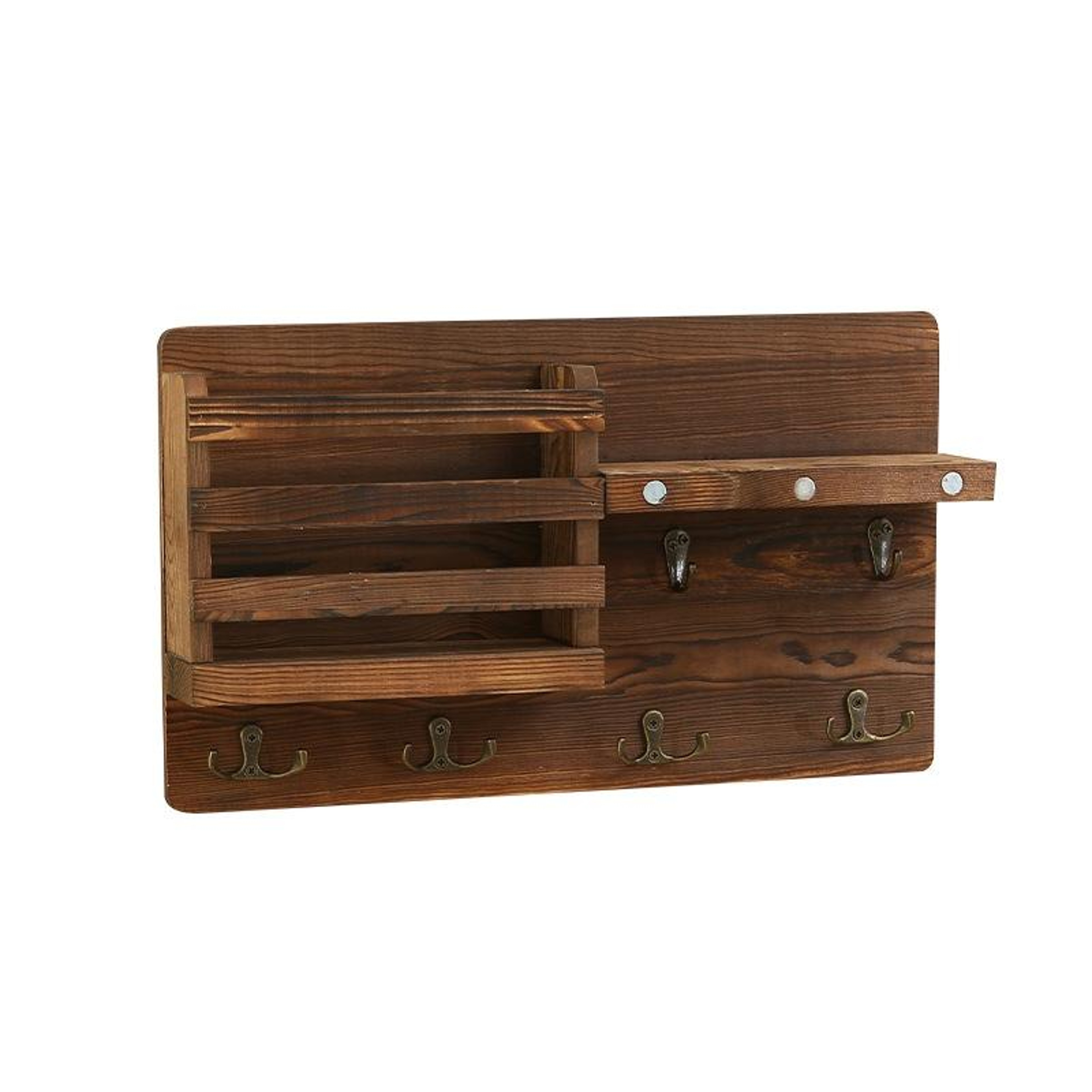 Rustic Solid Wood Entryway Organizer Shelf With Mail Holder And Key Rack 0