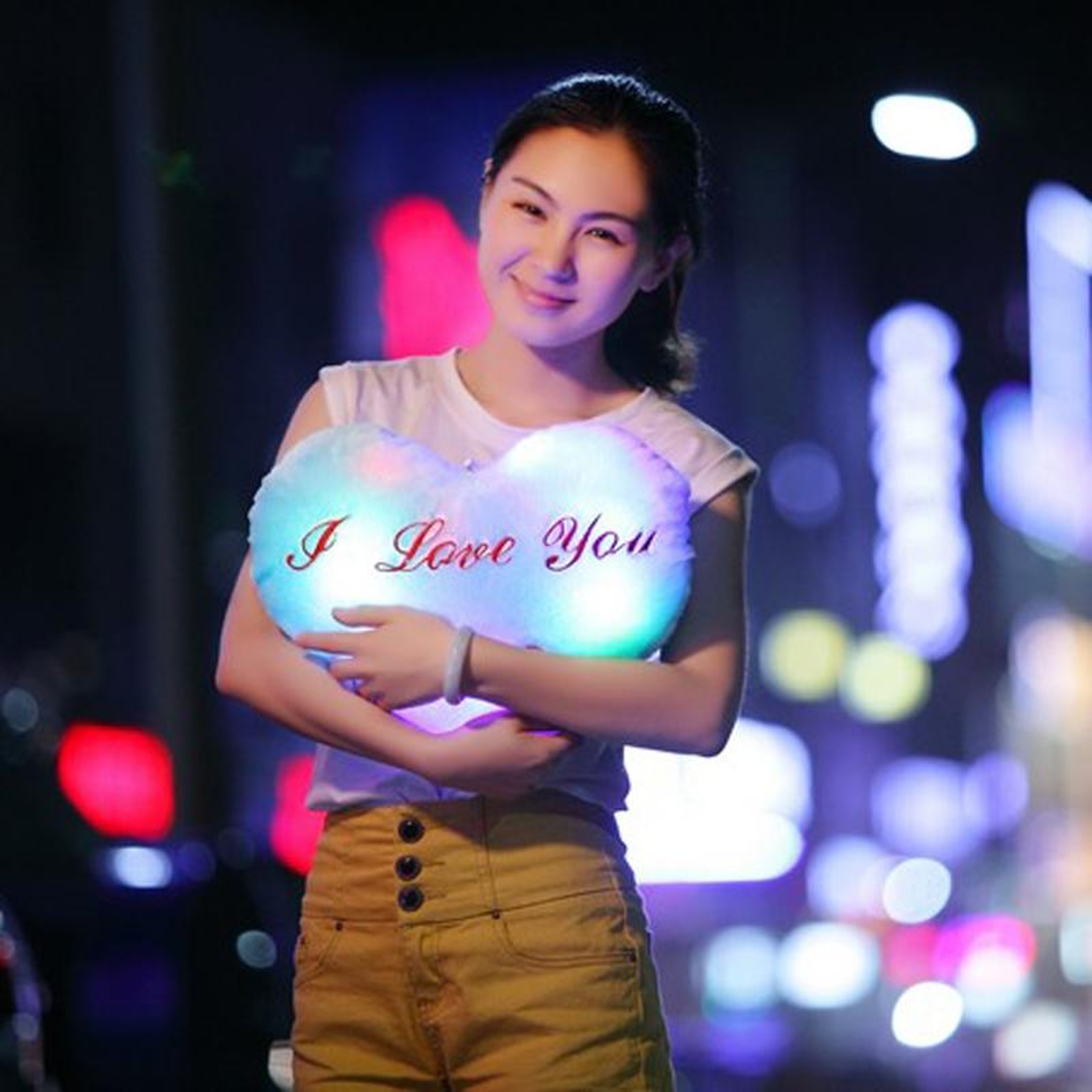 Heart Letter LED Plush Pillow Soft Glowing Decorative Cushion 2