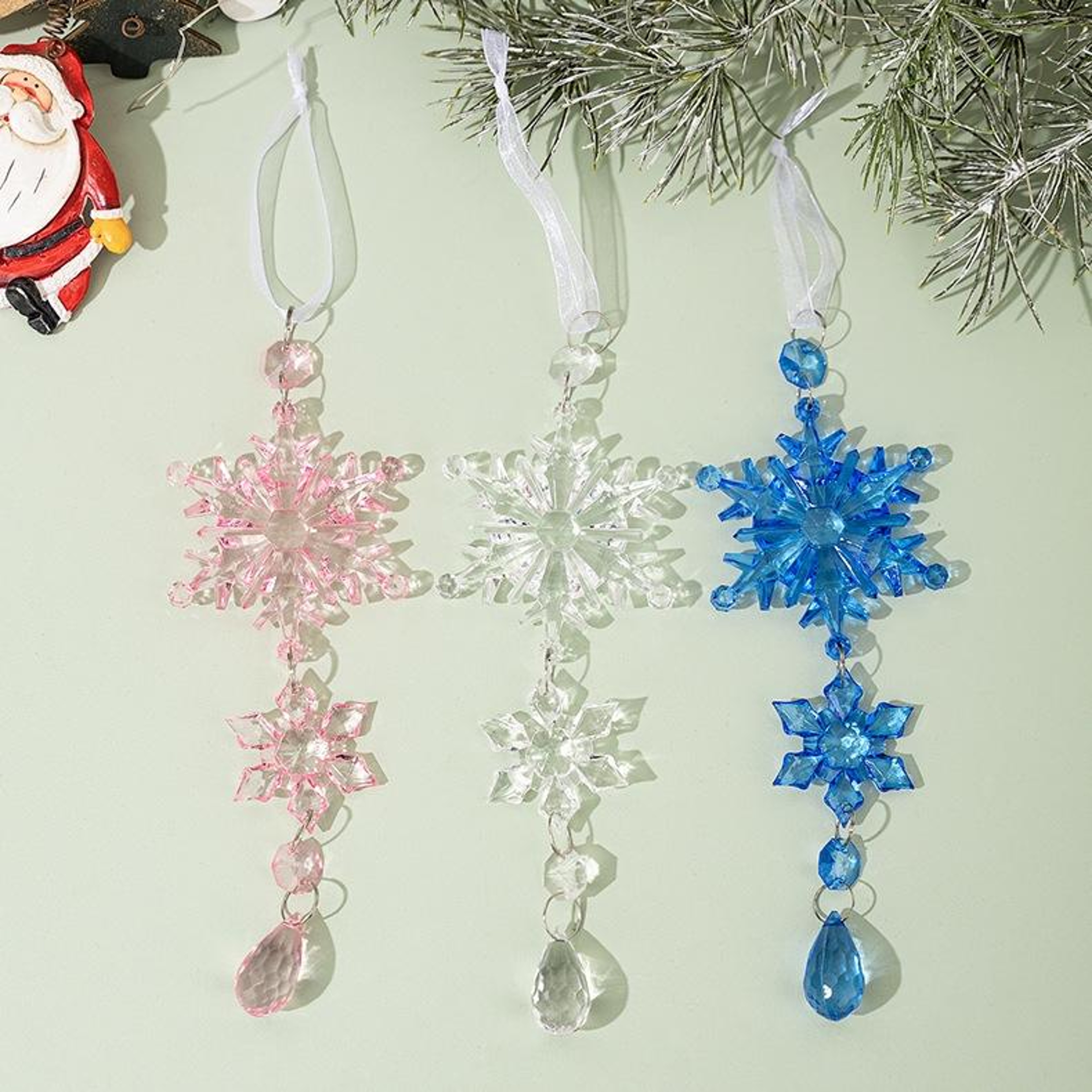 Double Layer Acrylic Snowflake Ice Cream Christmas Tree Hanging Ornament – view 6