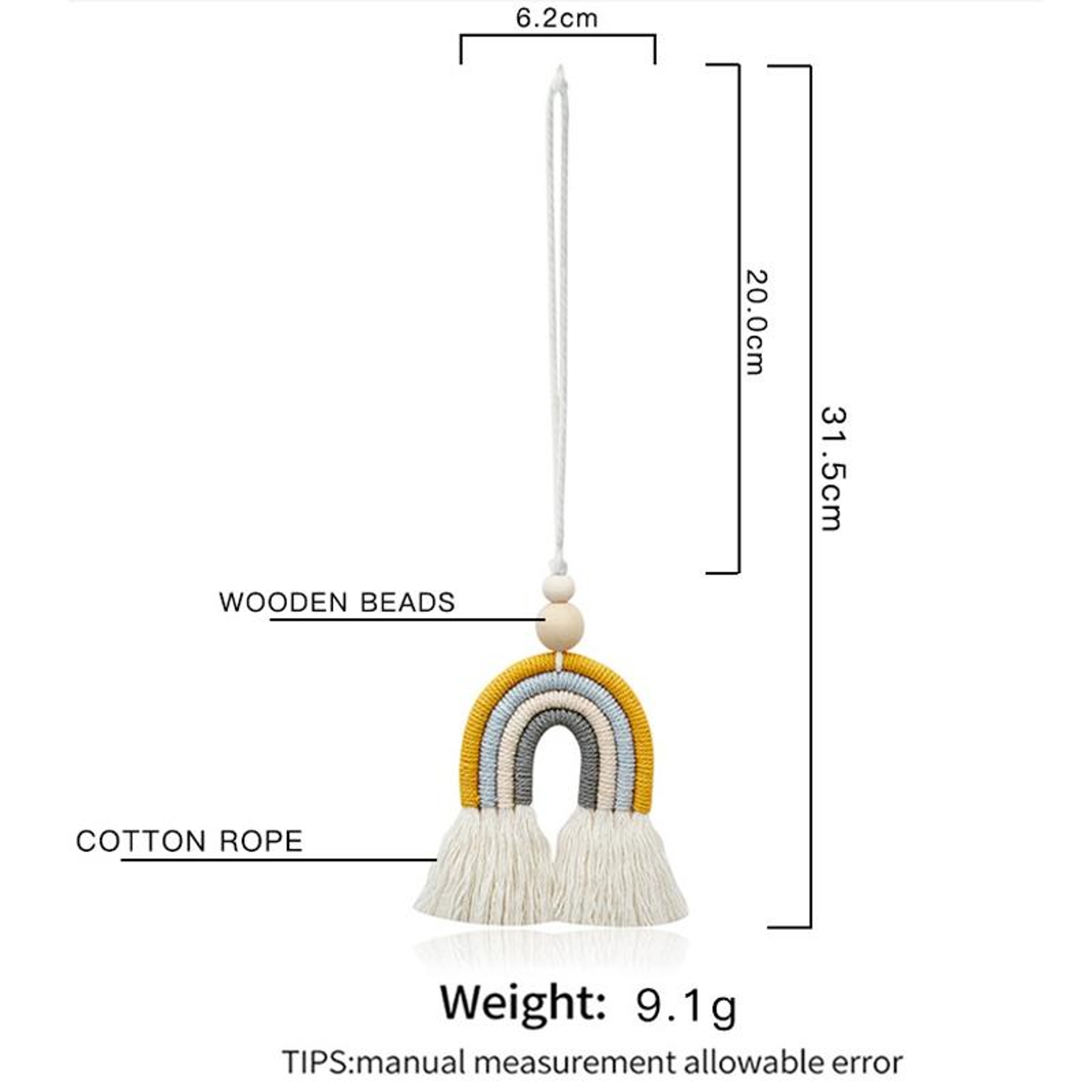 Boho Car Aromatherapy Diffuser Rainbow Wood Bead Hanging Ornament – view 3
