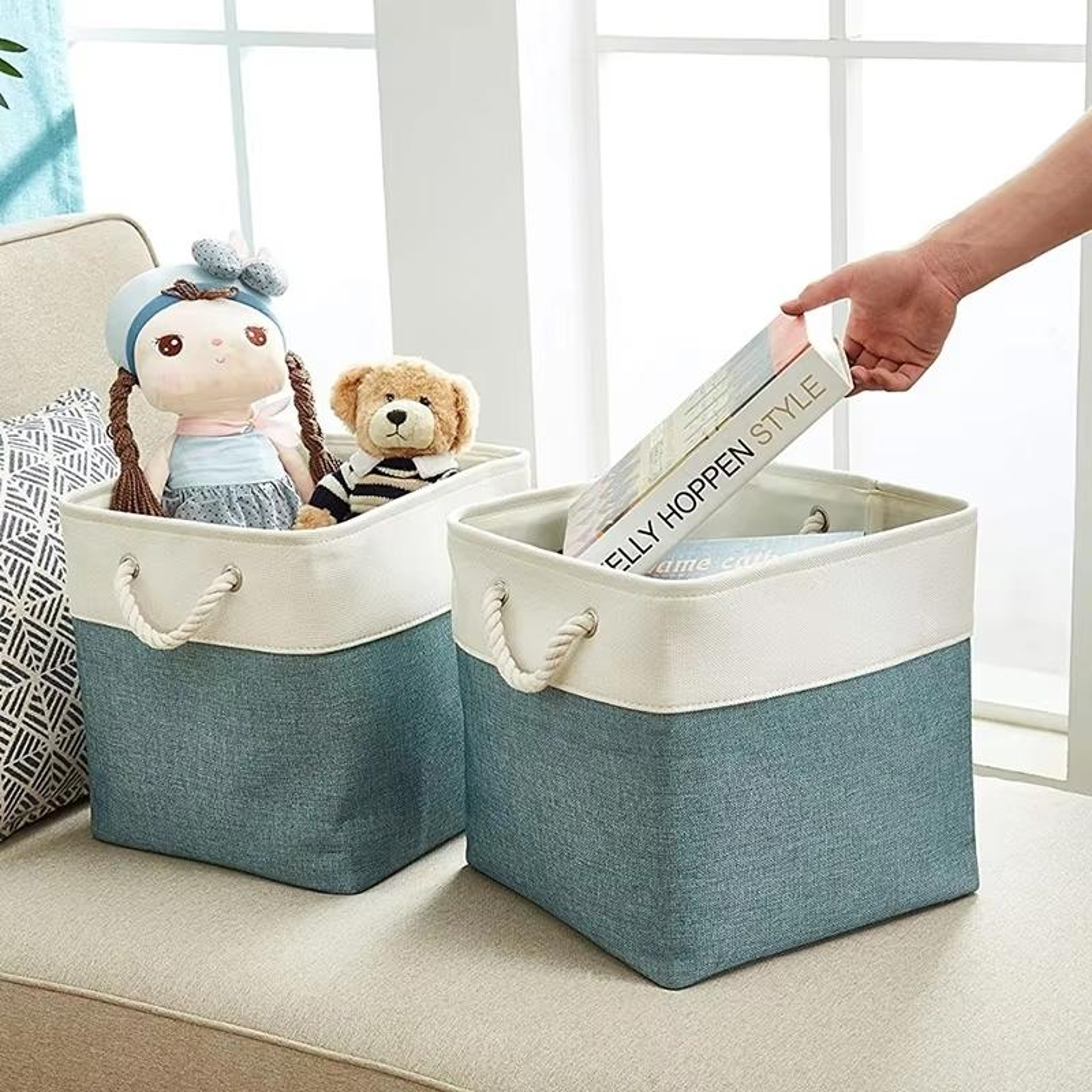 Minimalist Fabric Cube Organizer Collapsible Linen Storage Baskets For Home Organization 1