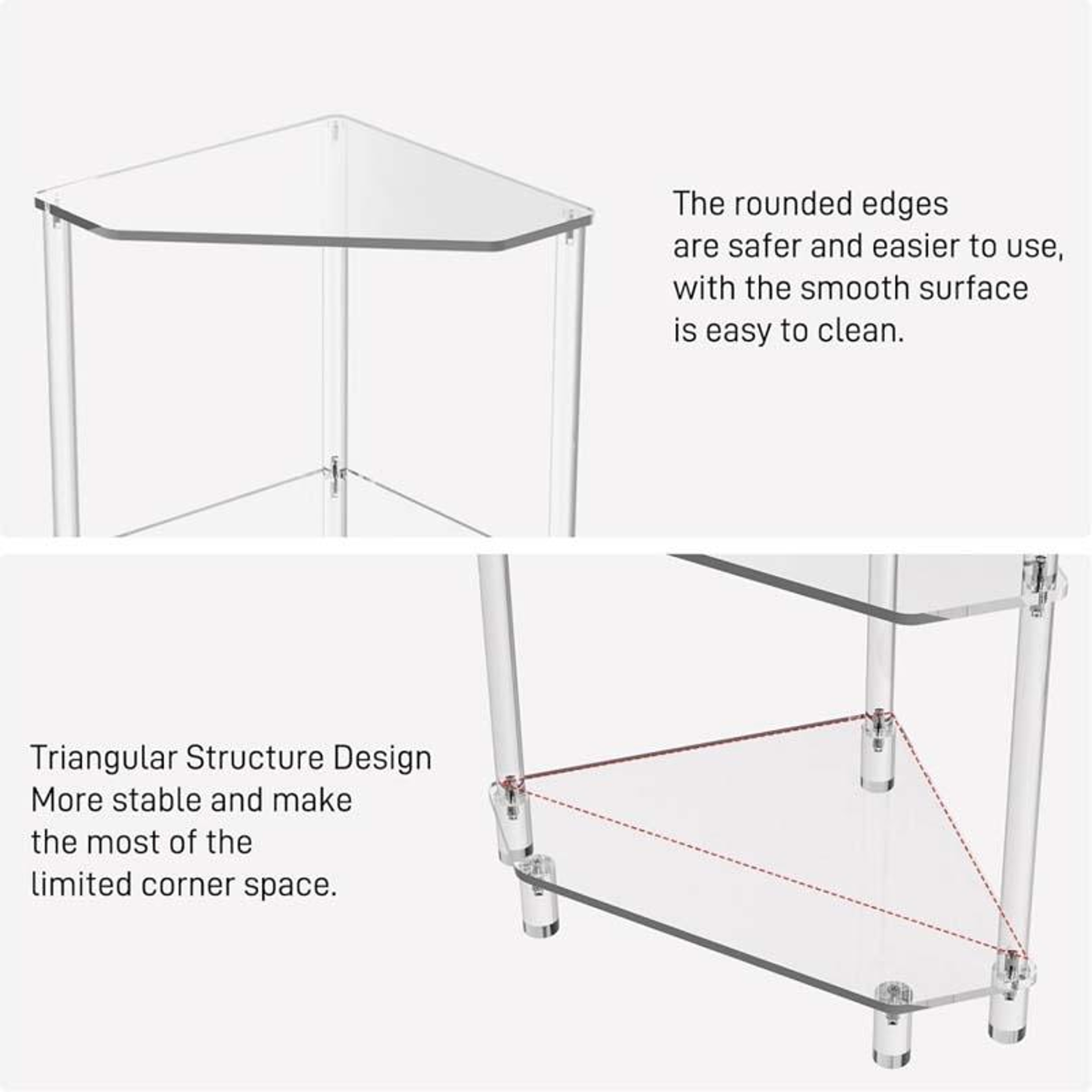 Modern Acrylic Corner Shelf Tier Space Saving Corner Storage Shelf for Bathroom Kitchen Living Room – view 4