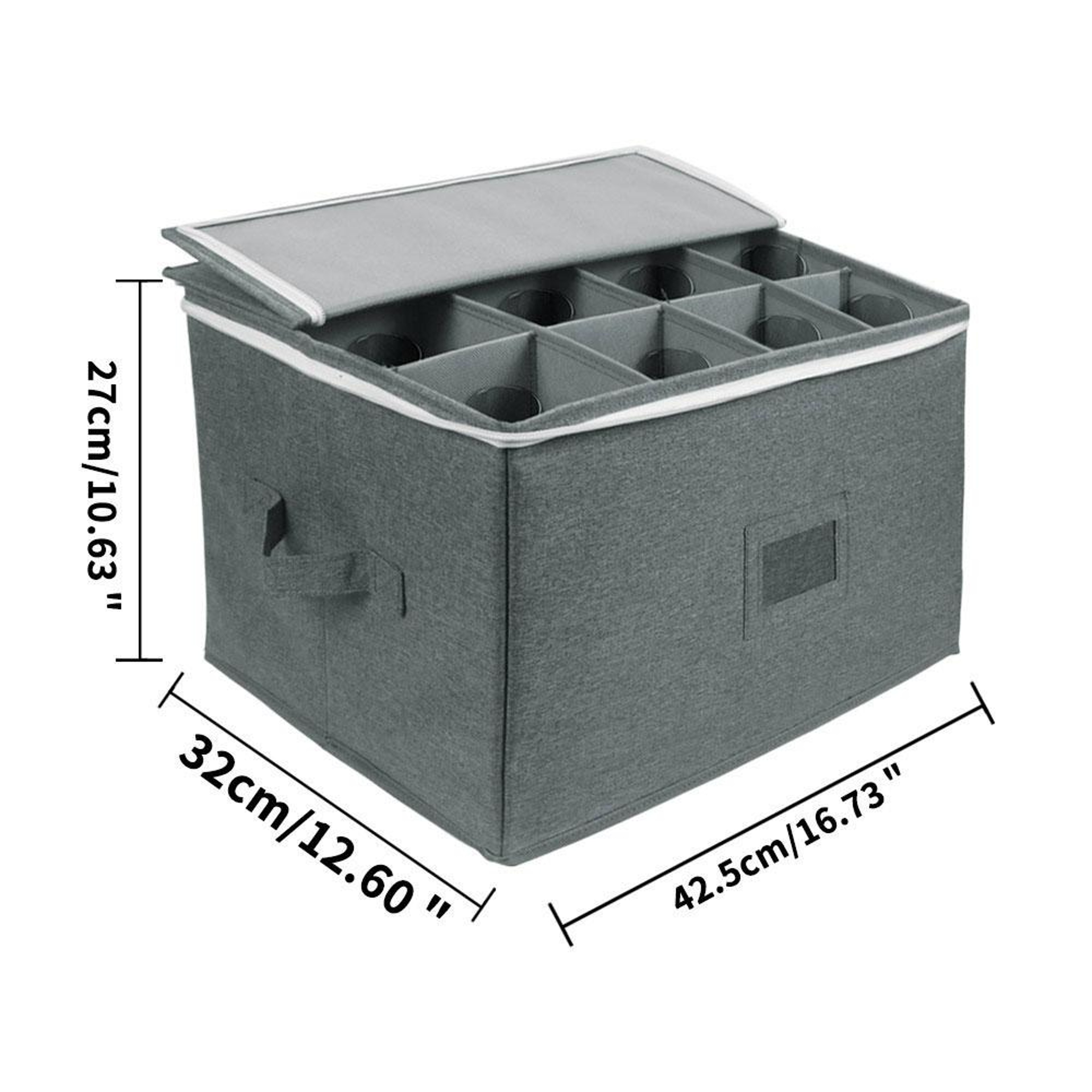 Foldable Wine Glass Storage Box for 12 Stemware Protective Storage Organizer – view 2