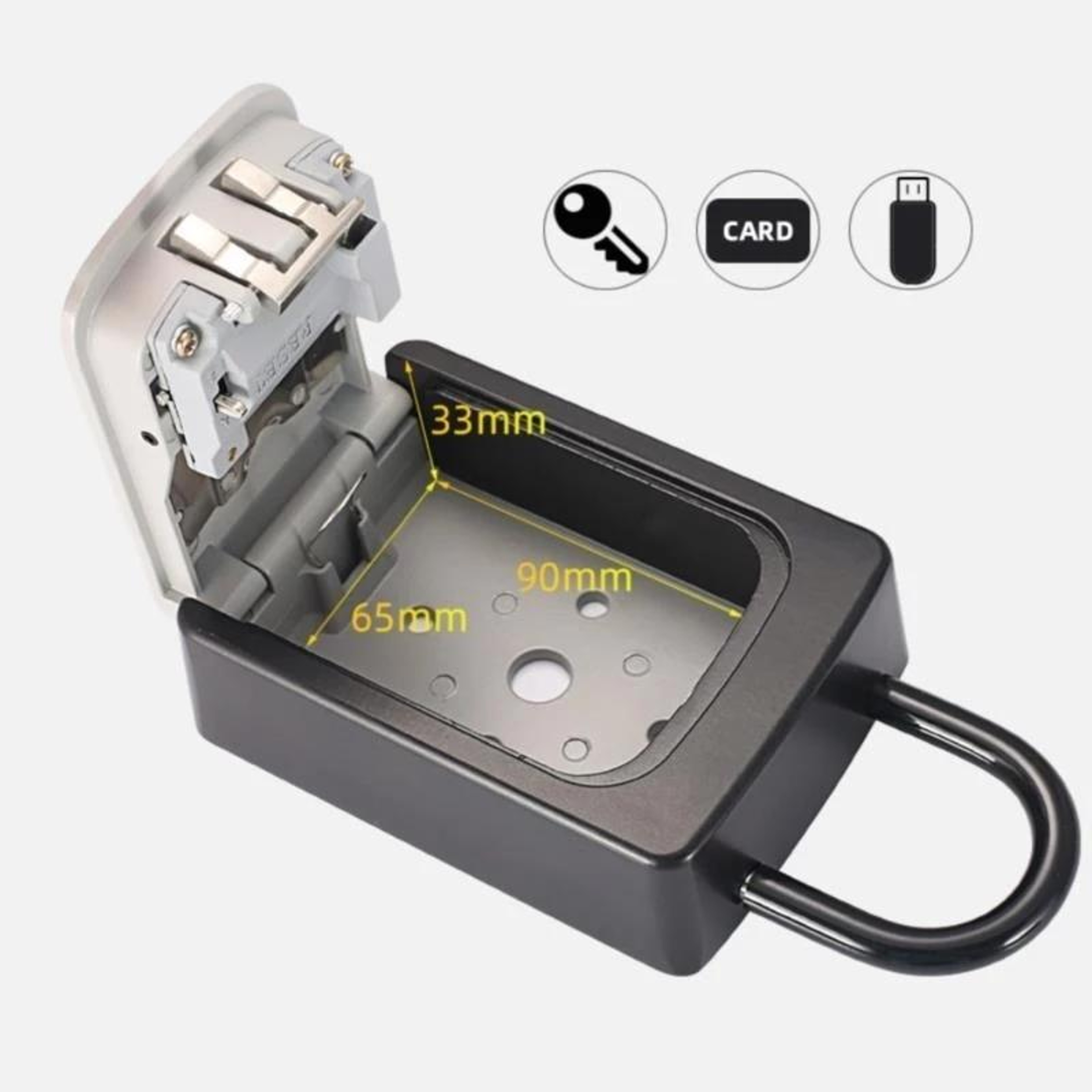 SecureGuard Key Lock Box Wall Mounted Combination Safe For Keys Cards  Valuables 2