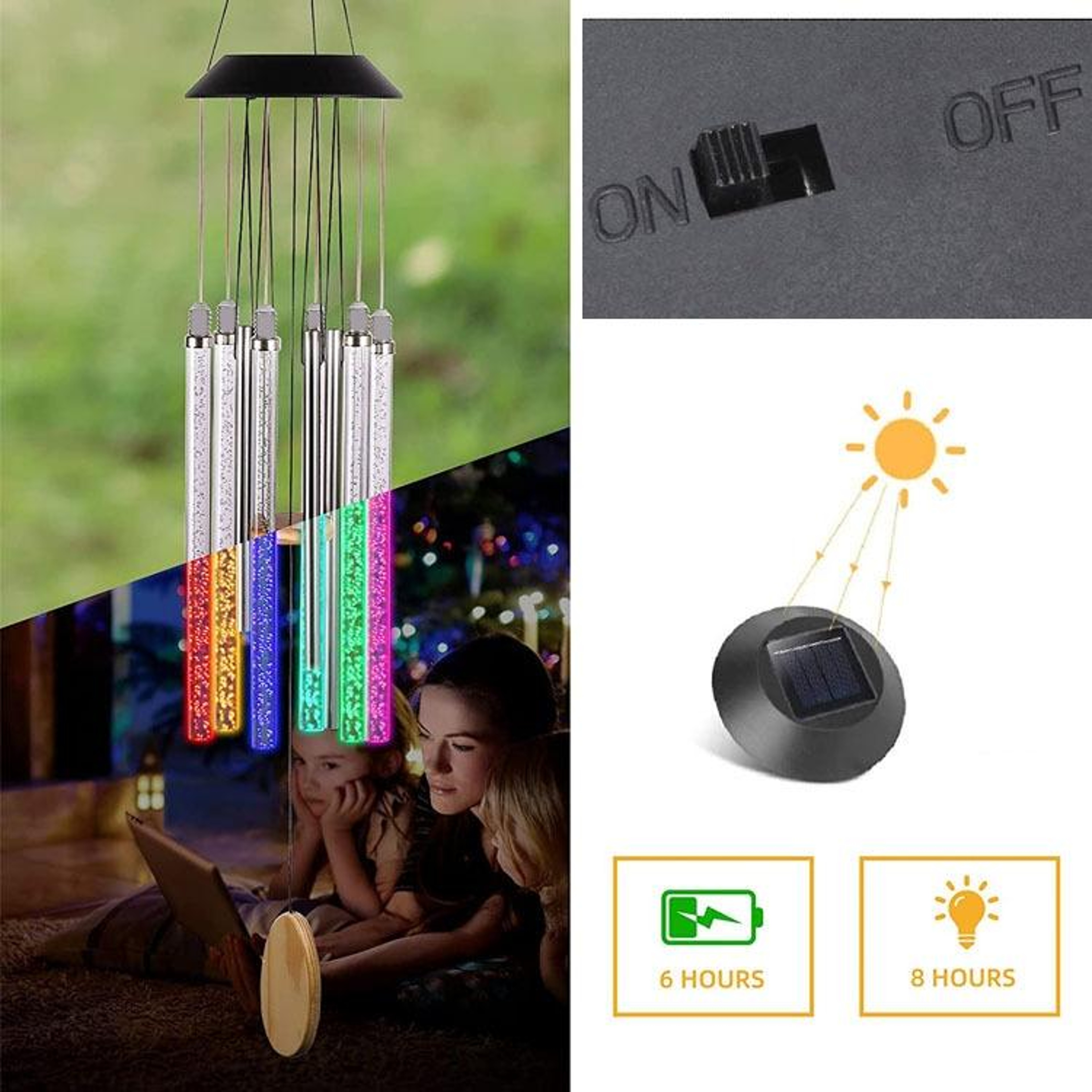 ColorGlow Solar Wind Chime Rotating Solar Garden Light for Outdoor Garden & Patio Decor – view 4