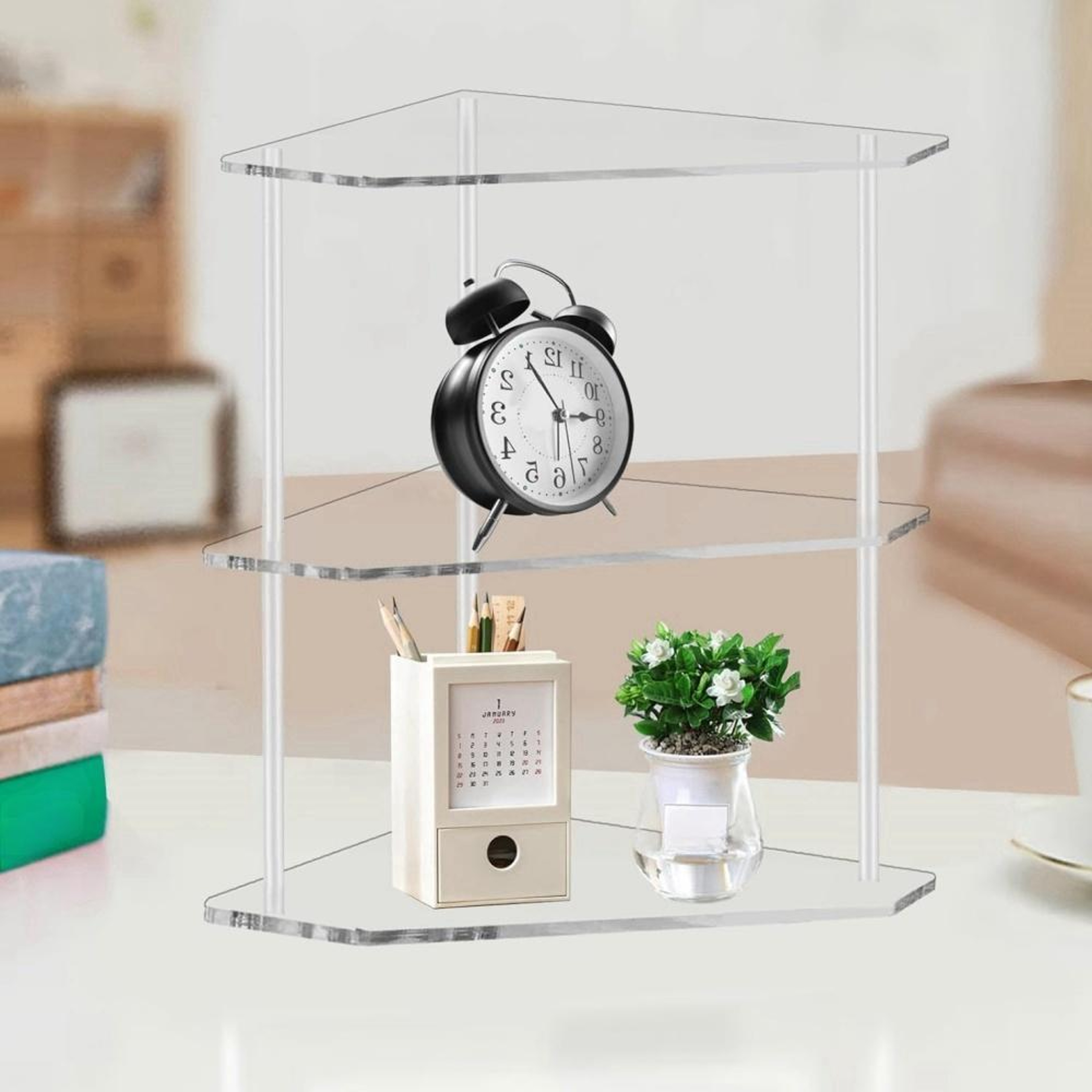 CrystalClear Acrylic Corner Shelf 3 Tier Corner Storage Table for Living Room, Bedroom & Office – view 3