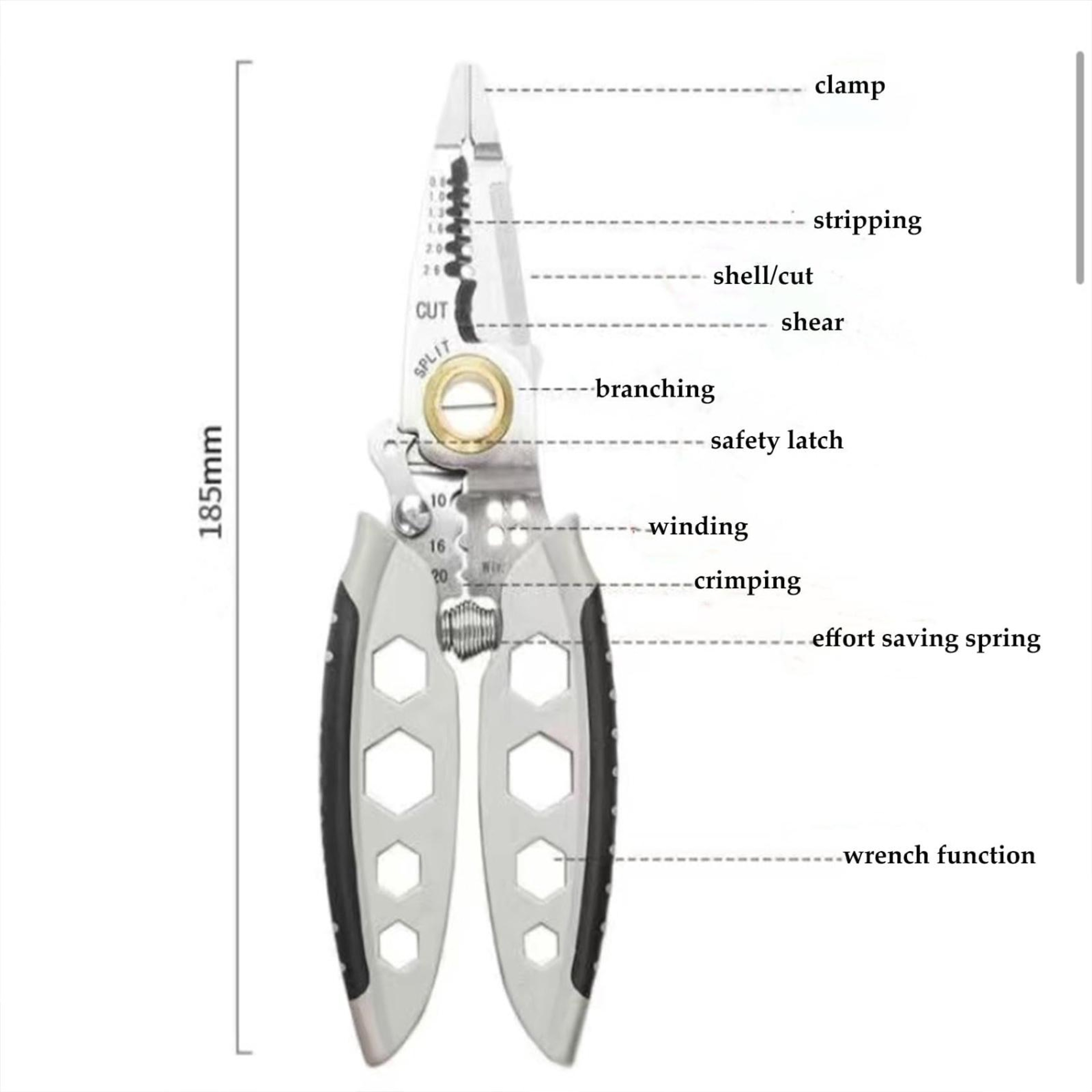 Wire Stripper Tool & Multipurpose Crimping Pliers with 6 Hex Wrench Sizes – view 7