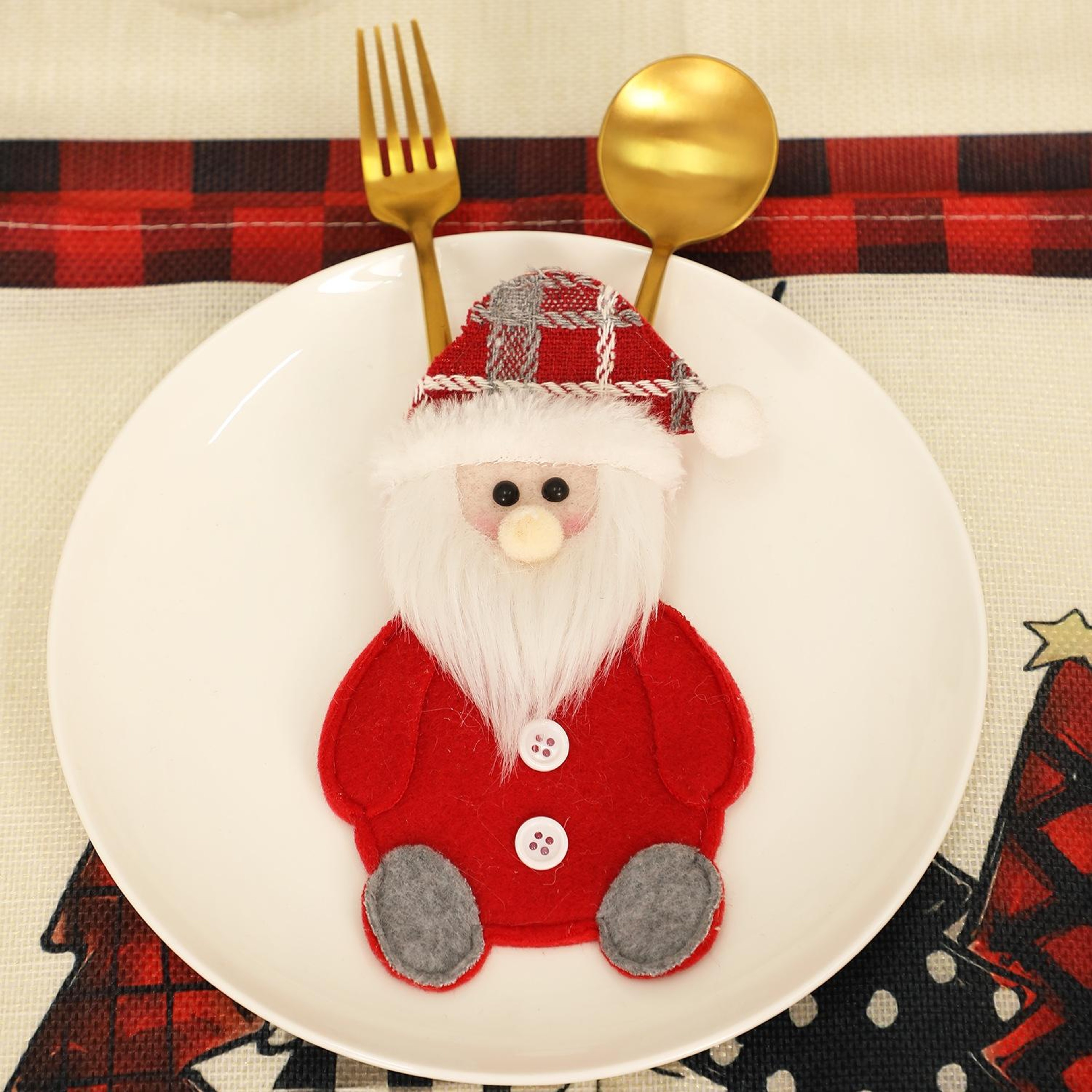 Christmas Table Decorations Cartoon Christmas Silverware Holders Knife and Fork Covers Set – view 1