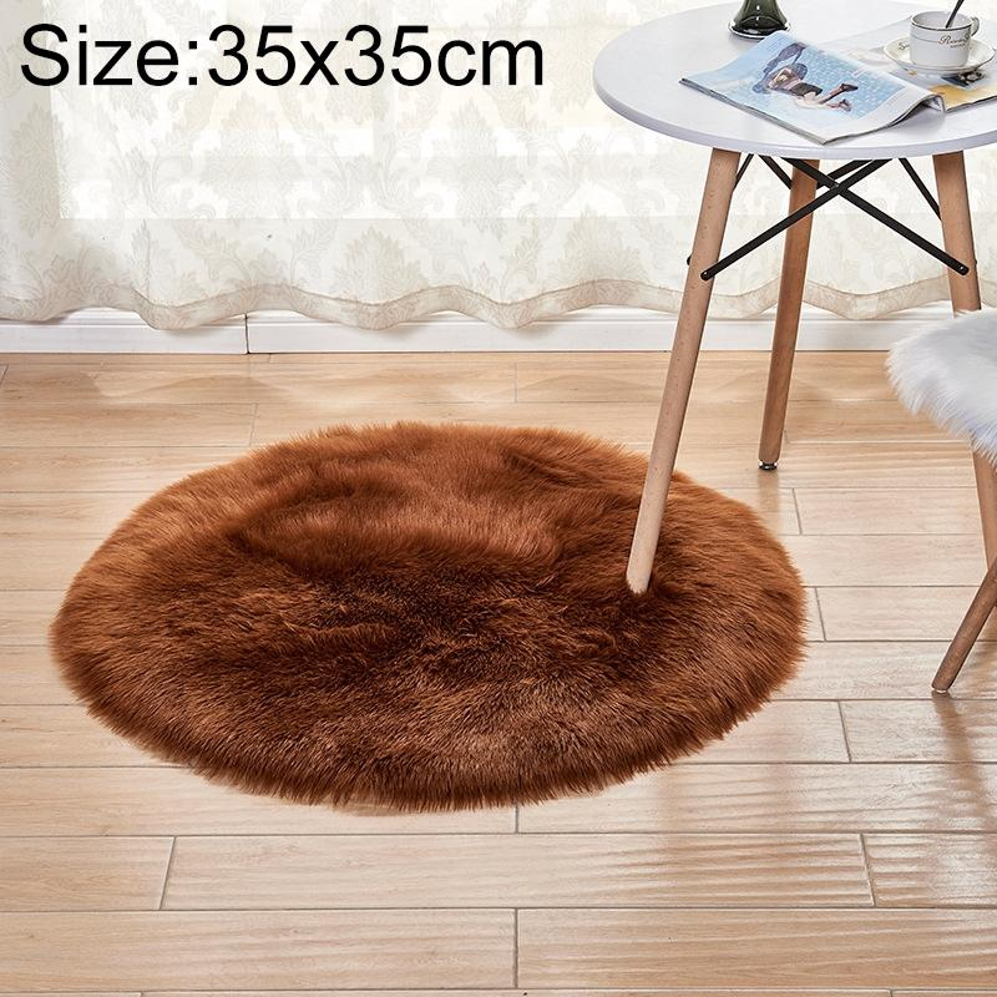 Luxury Round Area Rug Soft Plush Rug Faux Fur Shag Carpet for Living Room Bedroom Decor – view 5